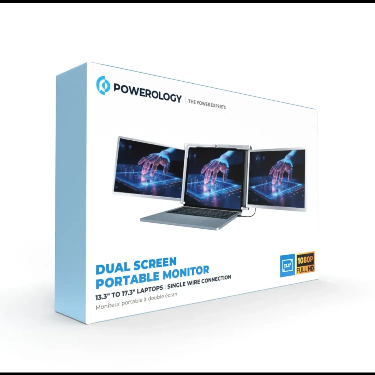 Powerology Portable Dual Screen Monitor - 13.3", Silver 1 Powerology Portable Dual Screen Monitor - 13.3", Silver 1