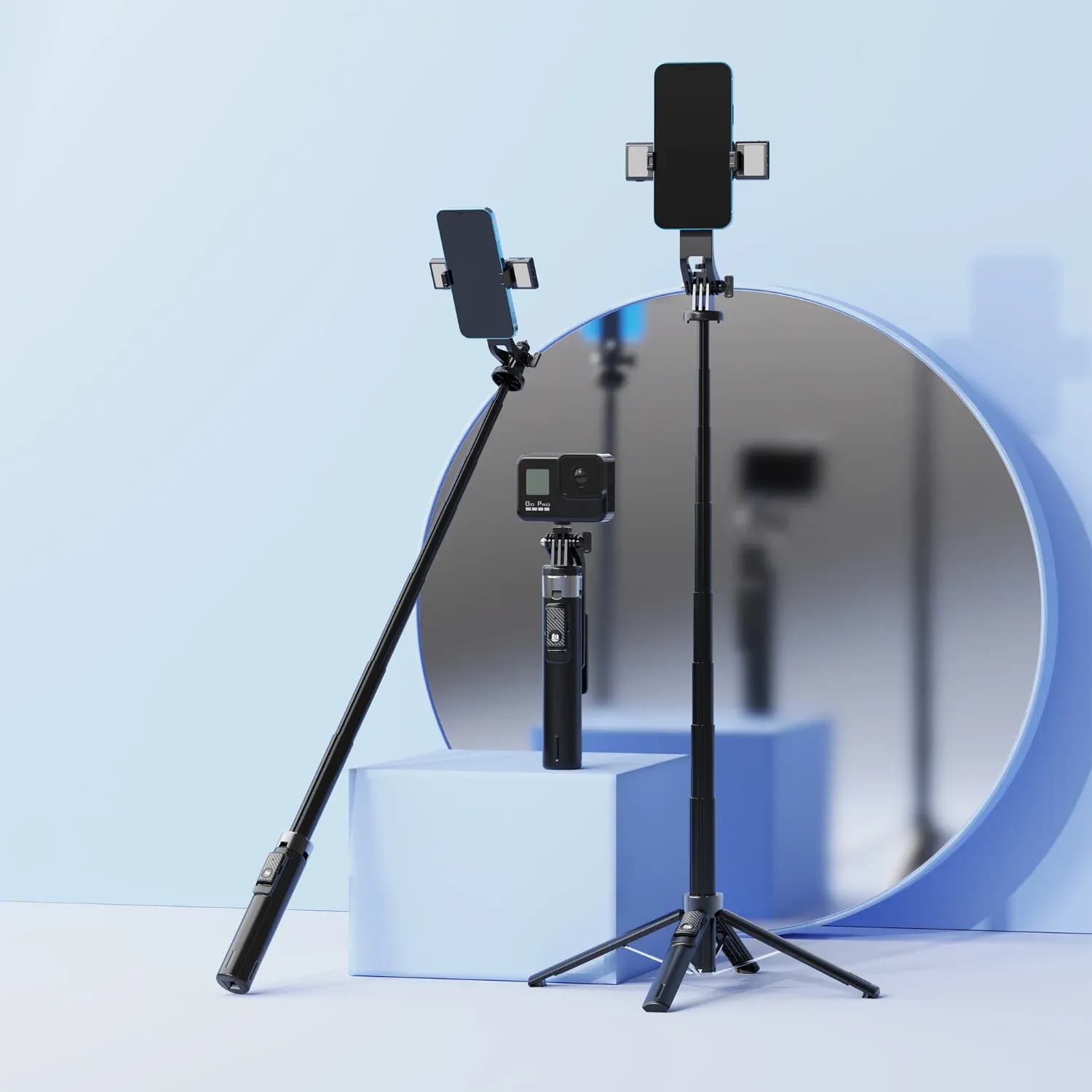 Porodo Selfie Stick - Dual Lighting, Remote Shutter, Black 4
