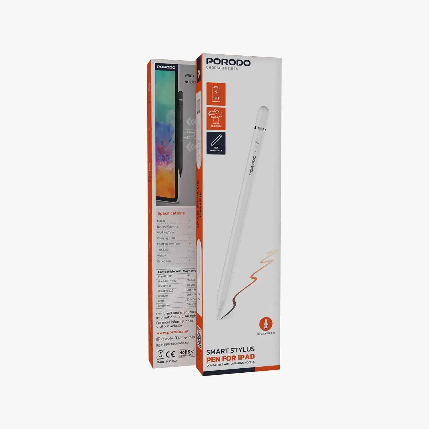 Porodo Smart Stylus Pen - Magnetic, White — Black 5