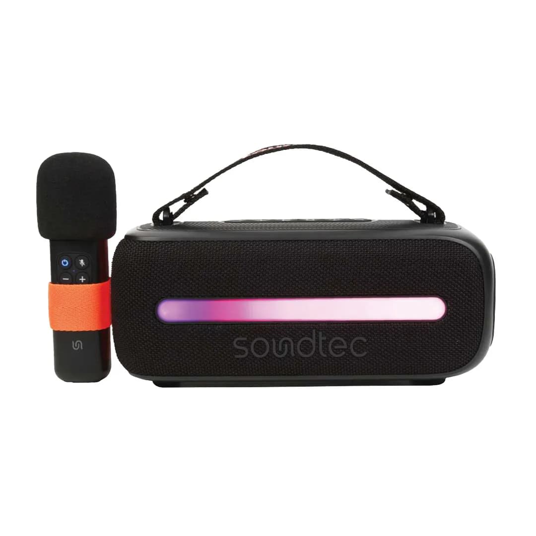 Porodo Soundtec 14W Speaker with Wireless Microphone - Black Porodo Soundtec 14W Speaker with Wireless Microphone - Black