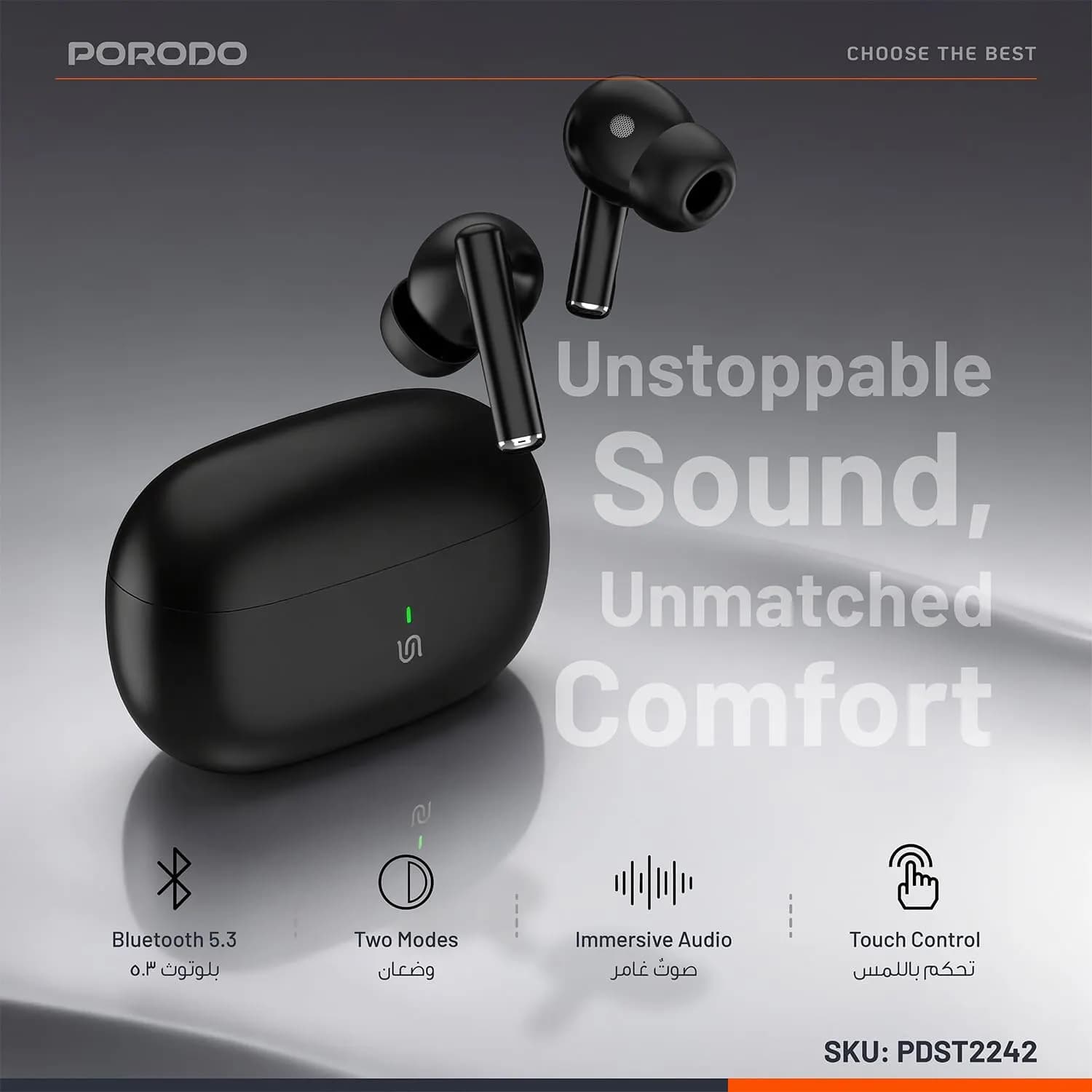 Porodo Earbuds Soundtec True Flex - Bluetooth 5.3, White 4
