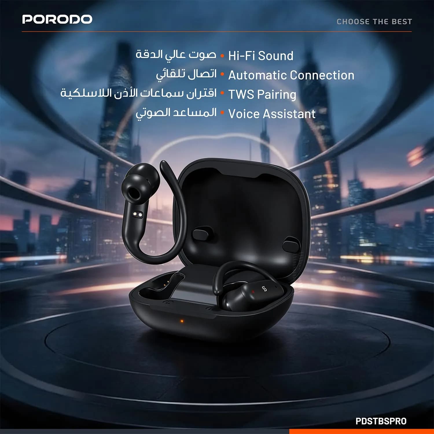 Porodo In-Ear Earbuds Soundtec Canary - Touch Control, Black 2