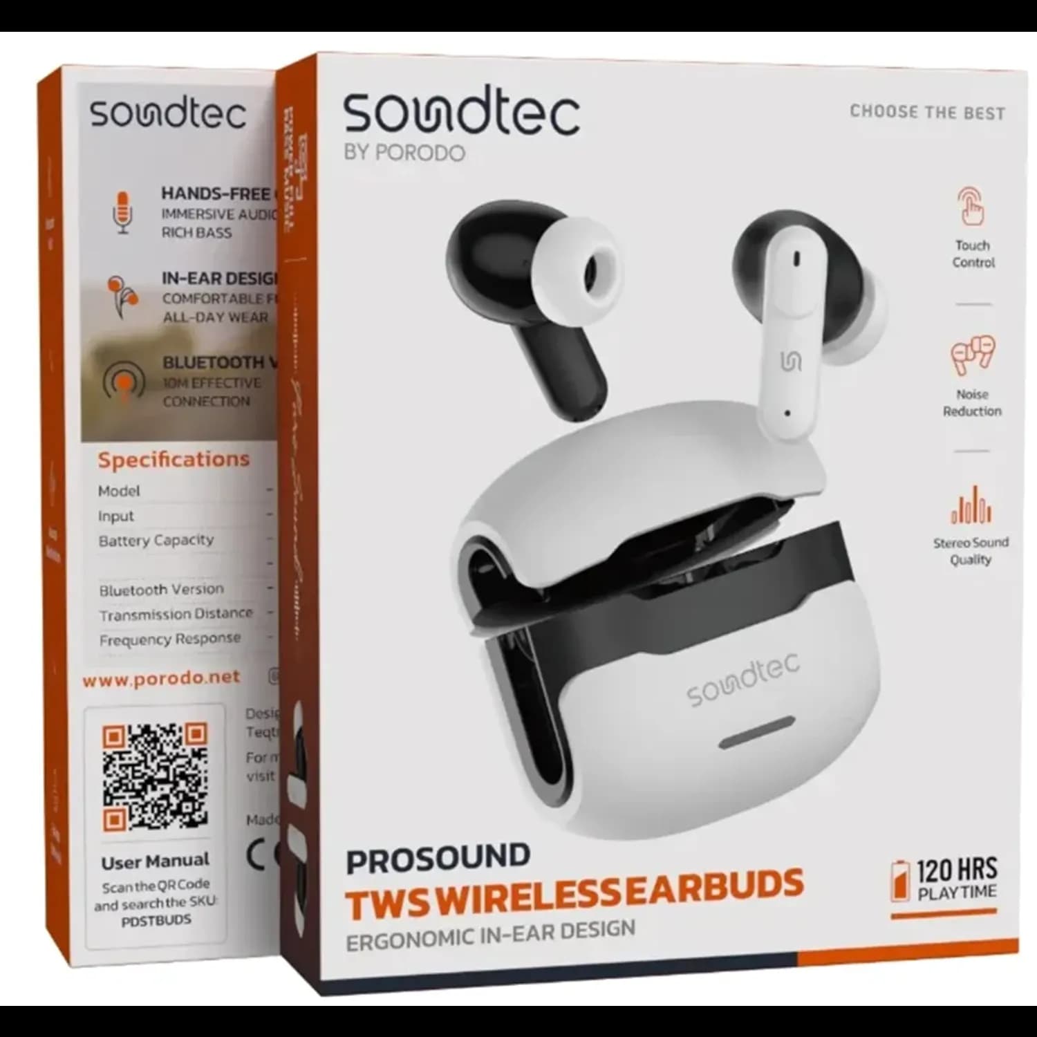 Porodo Earbuds ProSound - TWS Wireless, White 5