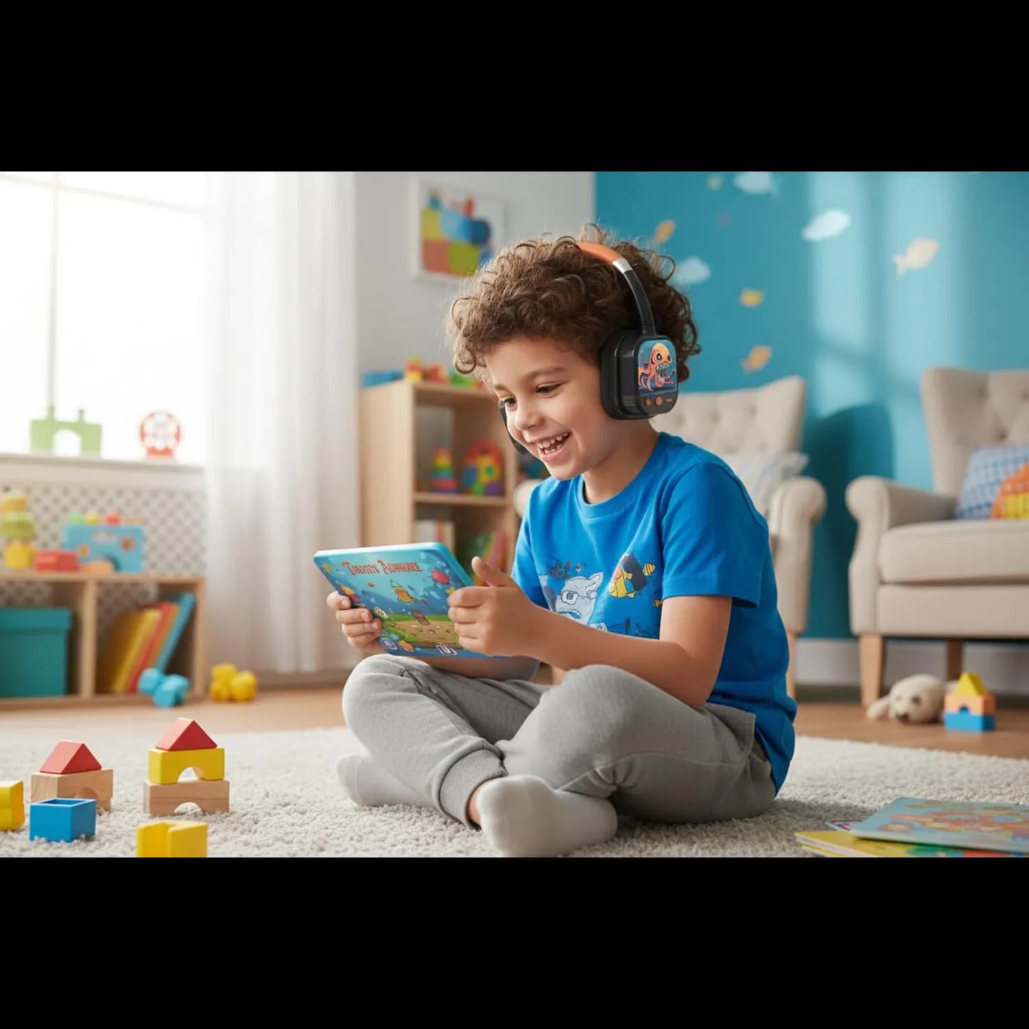Porodo Kids Bluetooth Headphones Soundtec Yotowave - 25H Playtime, Orange-Black 2