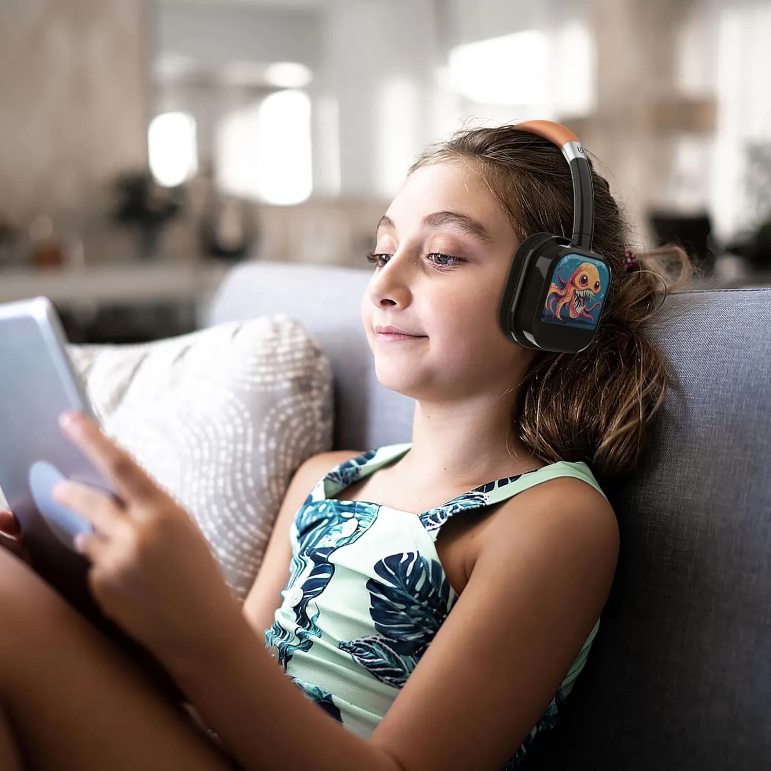 Porodo Kids Bluetooth Headphones Soundtec Yotowave - 25H Playtime, Orange-Black 3