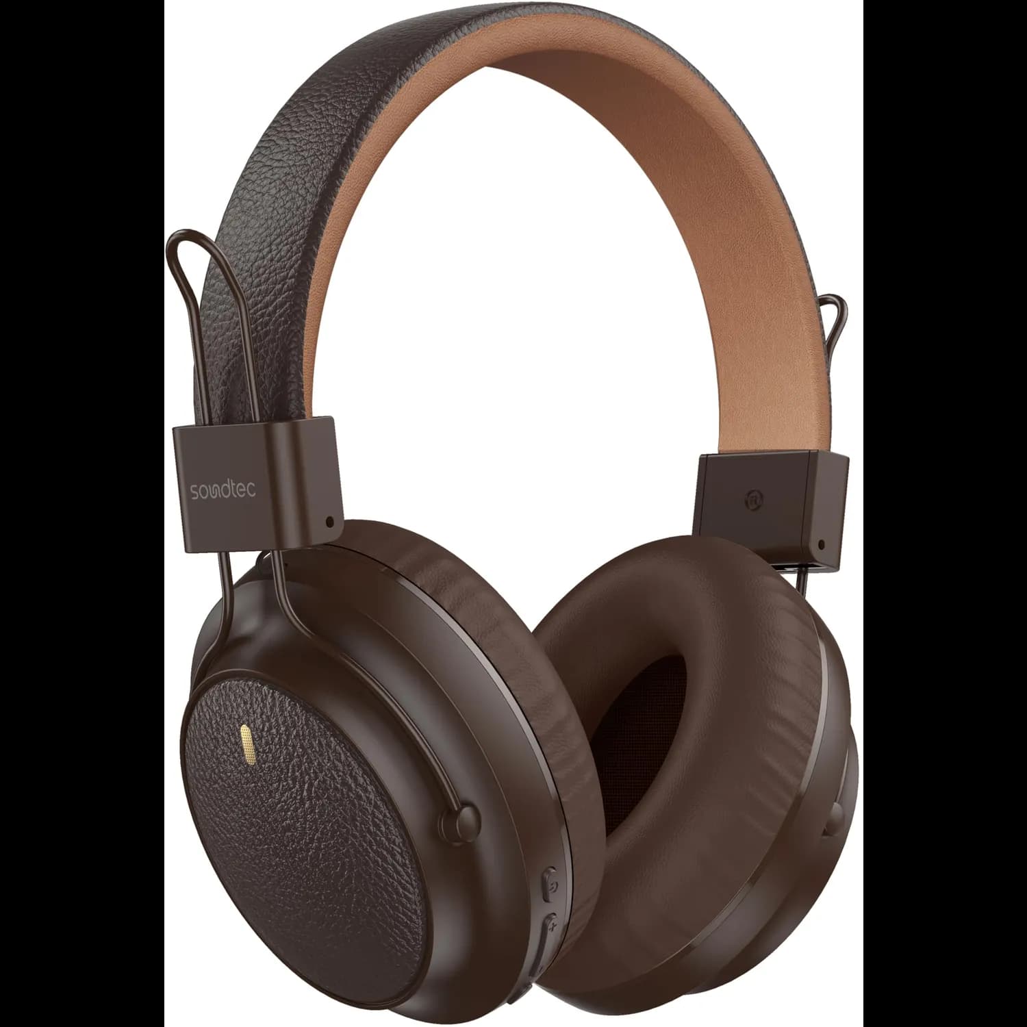 Porodo Headphones Soundtec - Leather Finish, Brown 1 Porodo Headphones Soundtec - Leather Finish, Brown 1
