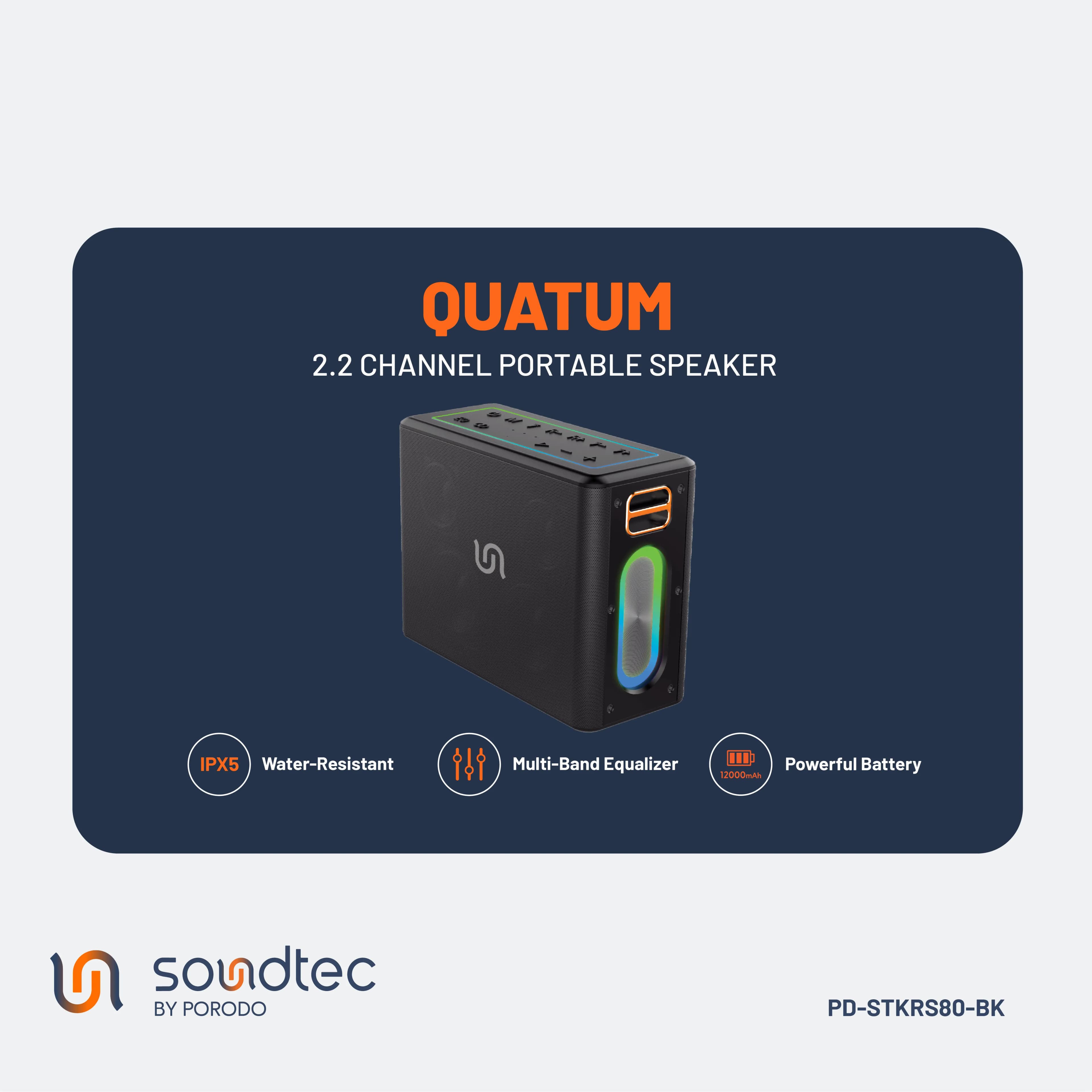 Porodo Soundtec QUANTUM 2.2 Channel Portable Speaker 4
