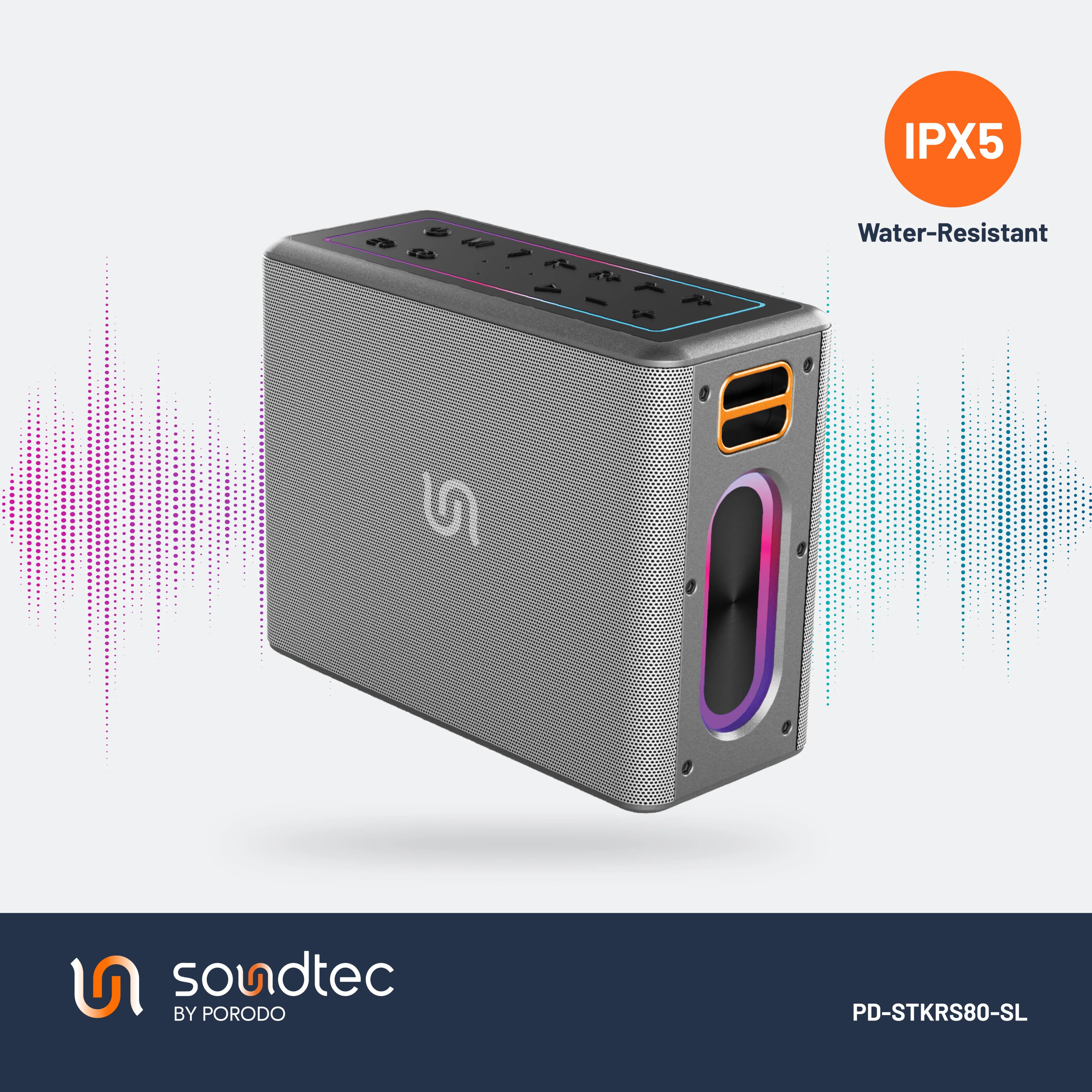 Porodo Soundtec QUANTUM 2.2 Channel Portable Speaker - Silver 3