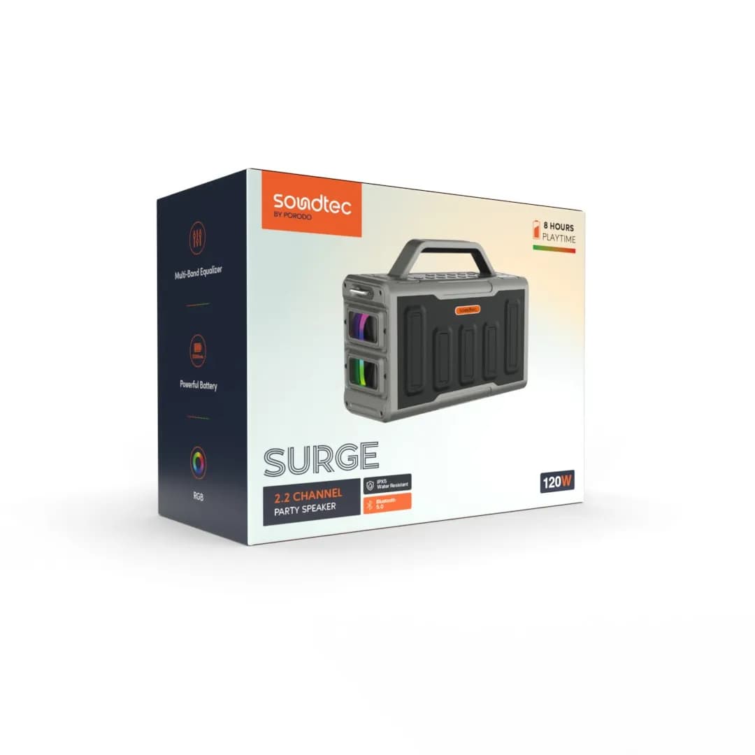 Porodo Soundtec Surge 2.2 Channel Party Speaker - Black 1 Porodo Soundtec Surge 2.2 Channel Party Speaker - Black 1