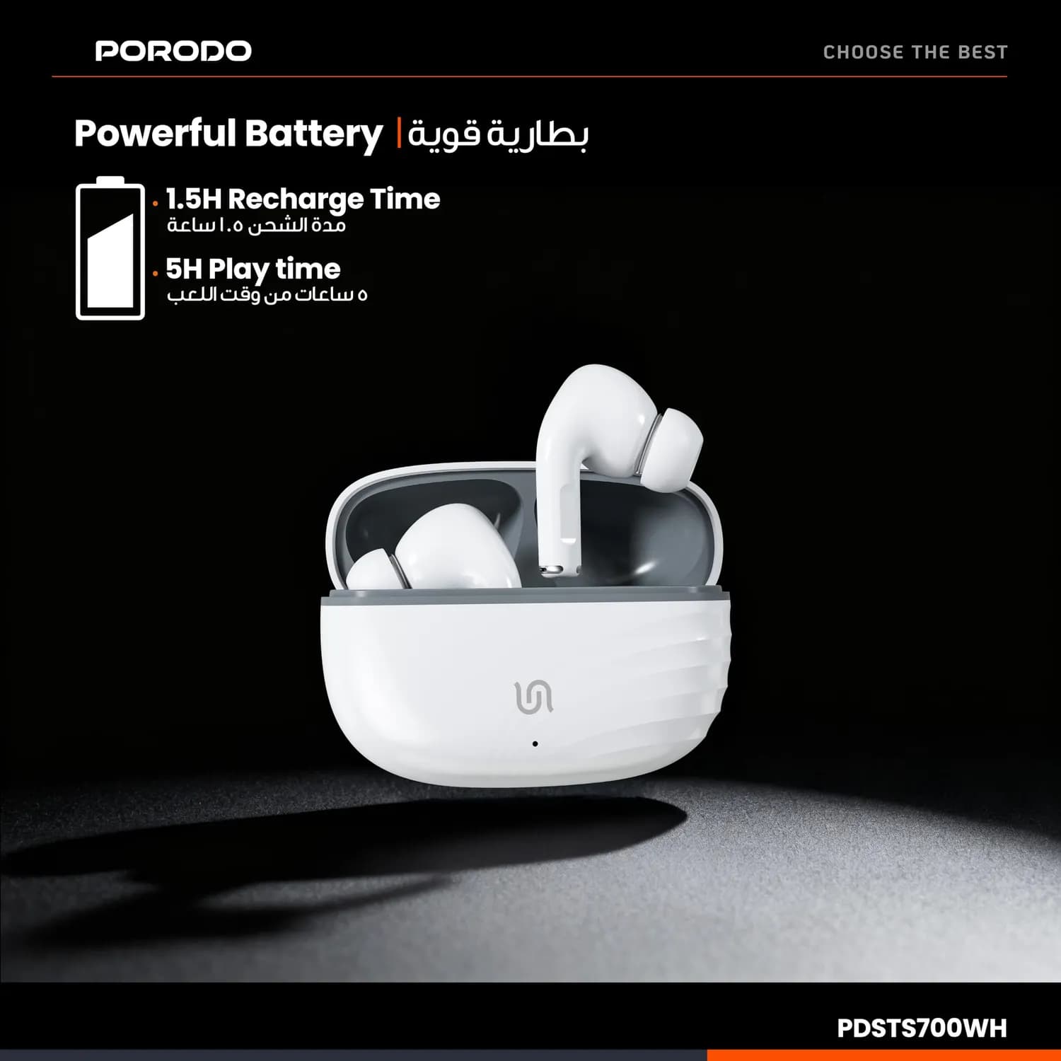 Porodo Earbuds Soundtec Nimbus - True Wireless, White 2