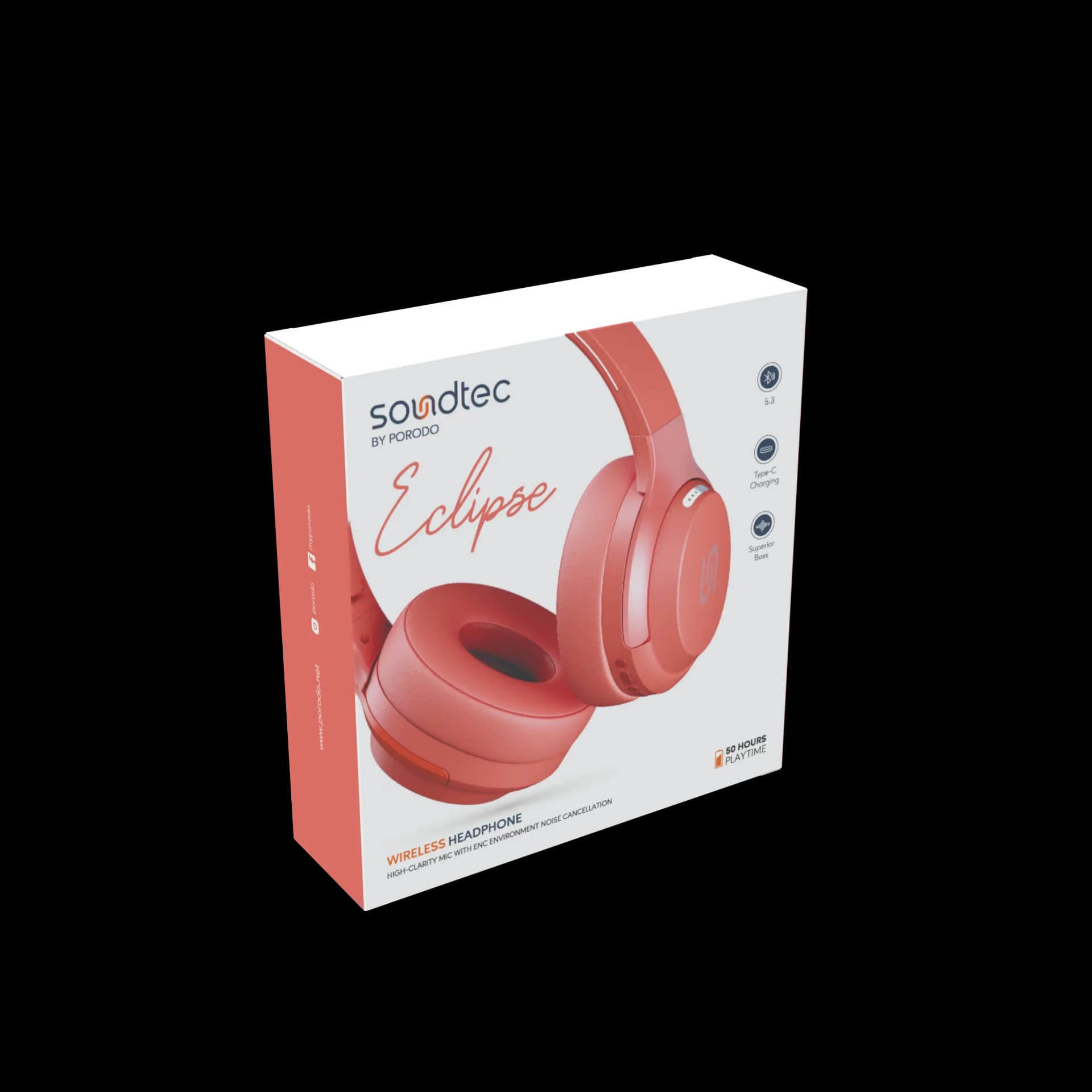 Soundtec by Porodo Wireless Headphone with High-Clarity Mic & ENC — Red 4