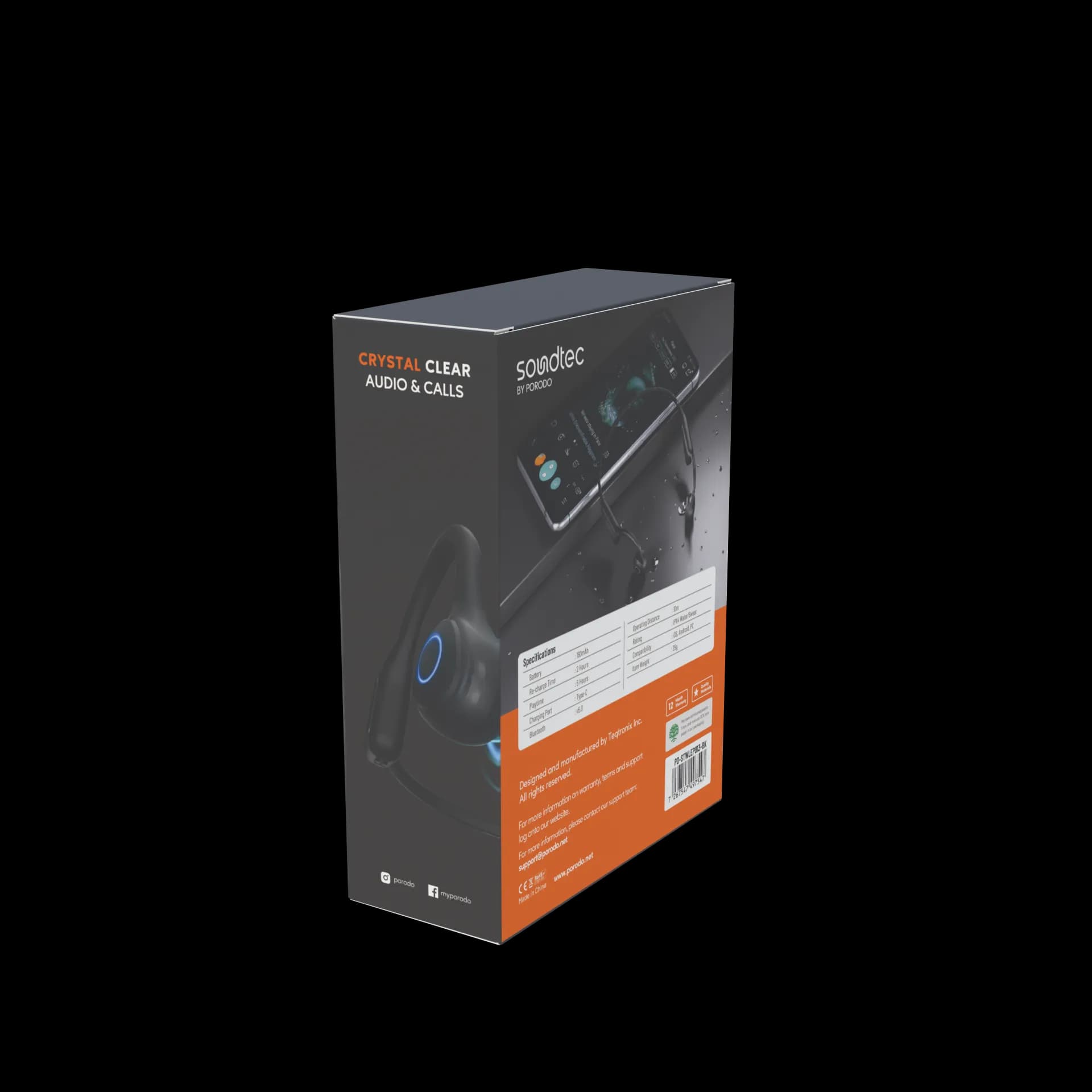 Porodo Soundtec Bone Conduction Headphones - Black 4