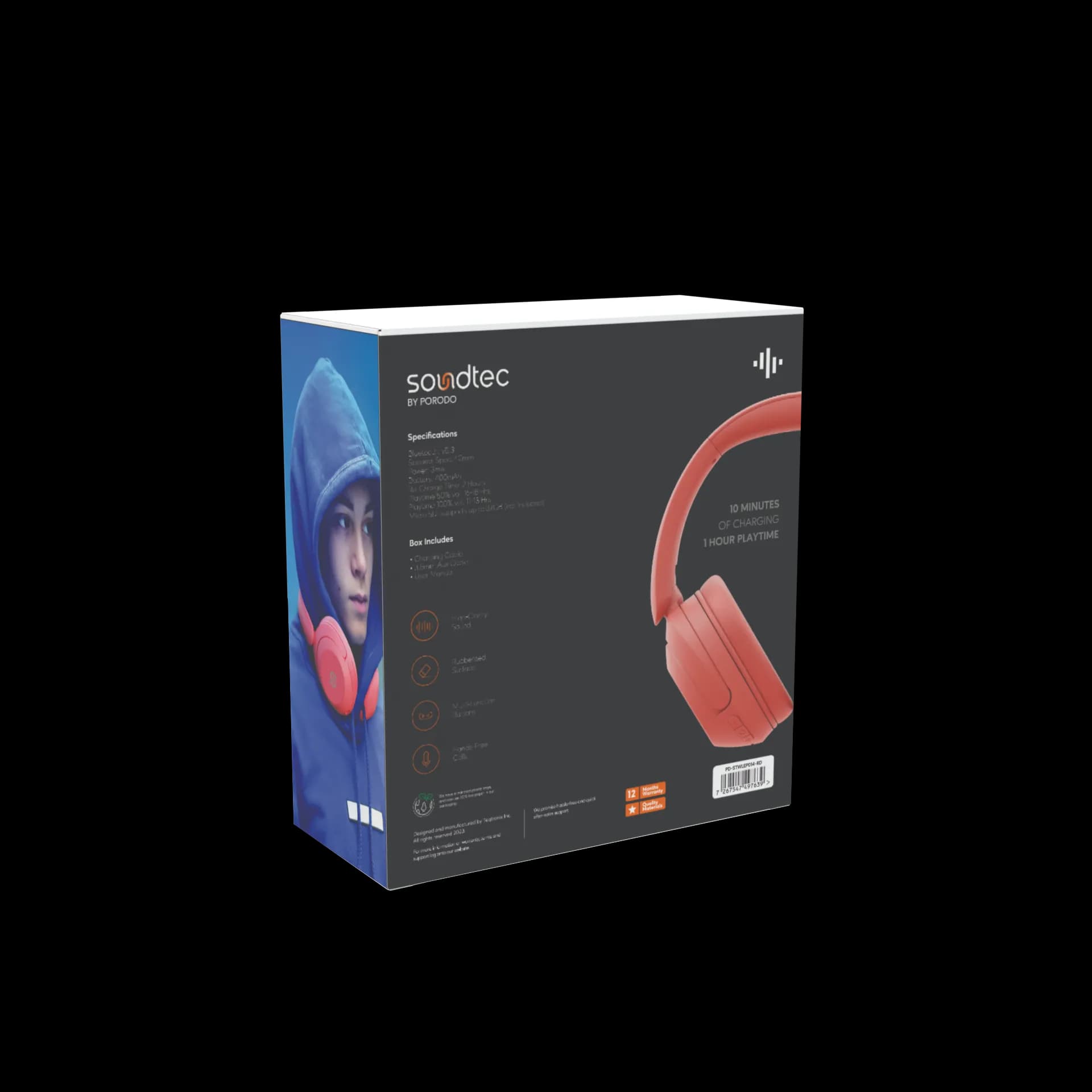 Soundtec by Porodo Euphoria Wireless Headphones — Red 3