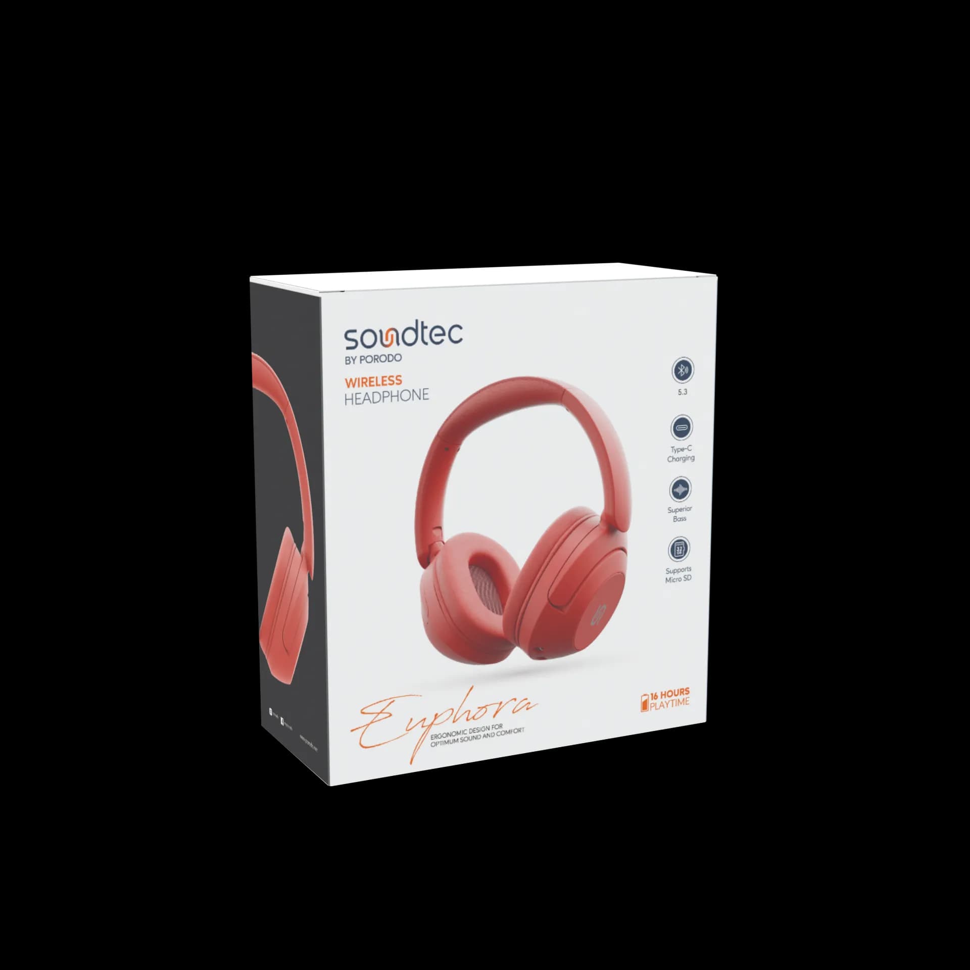 Soundtec by Porodo Euphoria Wireless Headphones — Red 4