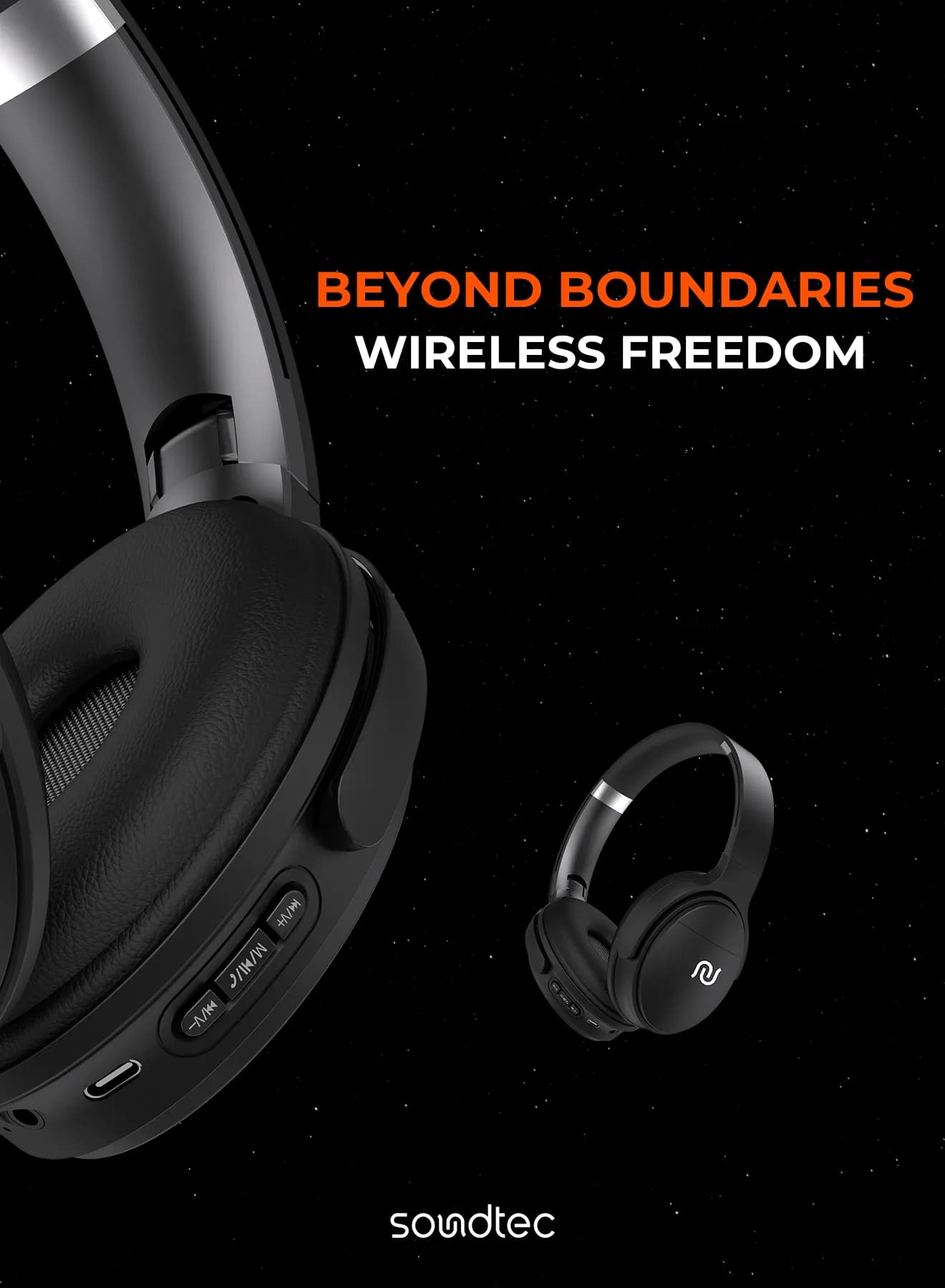 Porodo Soundtec Limited Wireless Headphone — Black 4