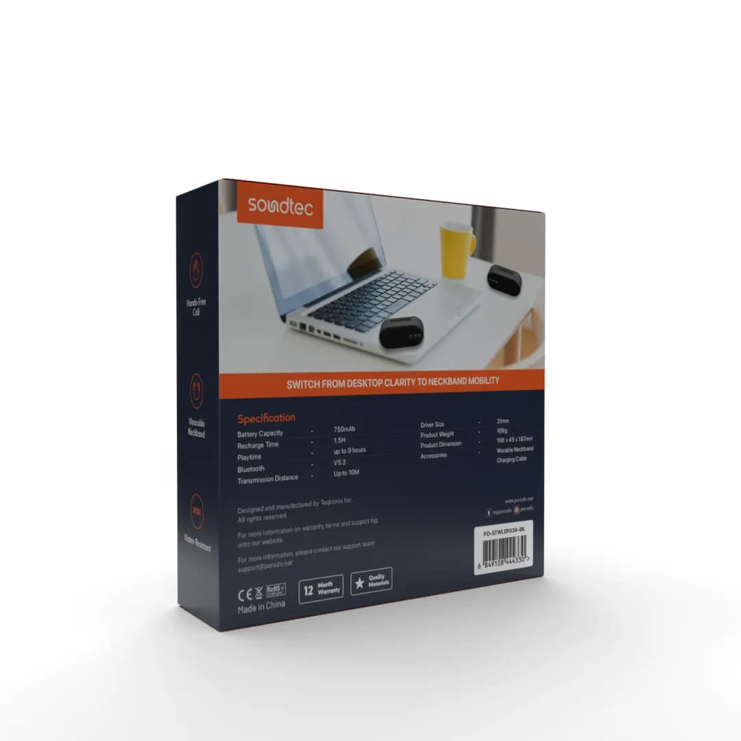 Porodo Soundtec Neck Audio Wireless Speaker And Detachable Design 2