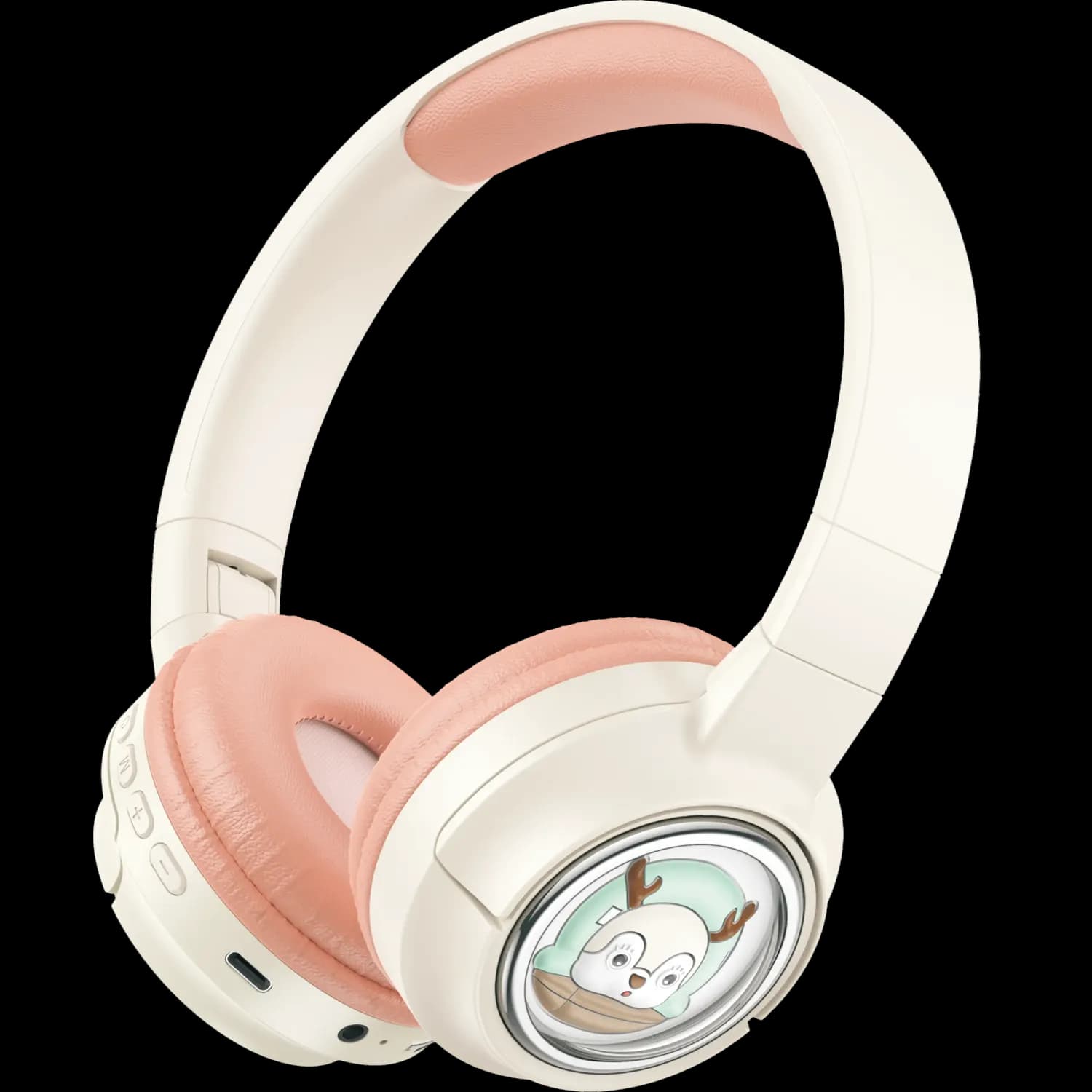 Porodo Wireless Kids Headphones - Moose Design, Pink — Blue 2