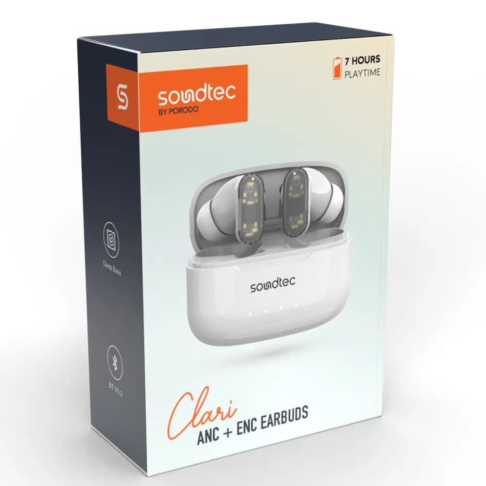 Porodo Soundtec ANC & ENC TWS with Transparent Earbuds - White 3