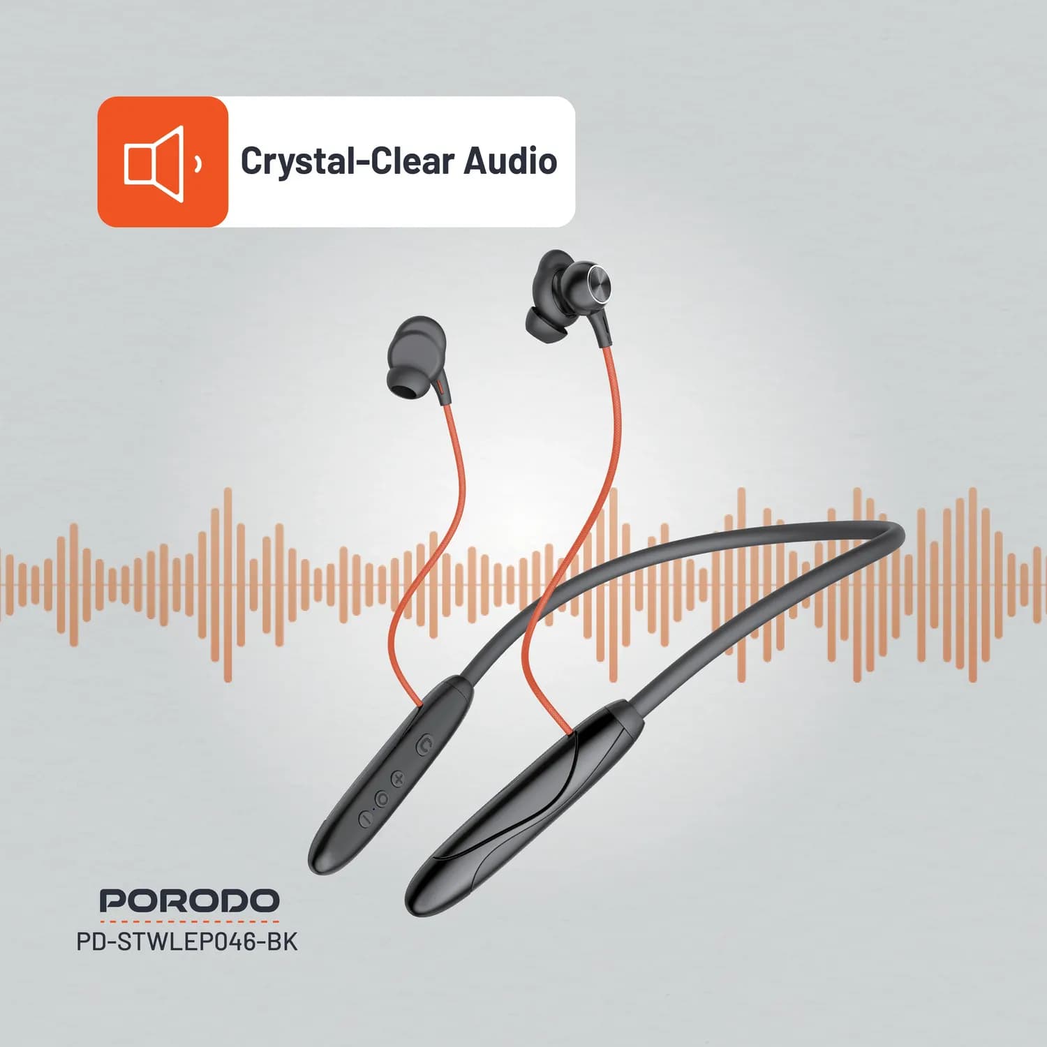 Porodo Neckband Earphones - ENC, Bluetooth 5.3, Black 3