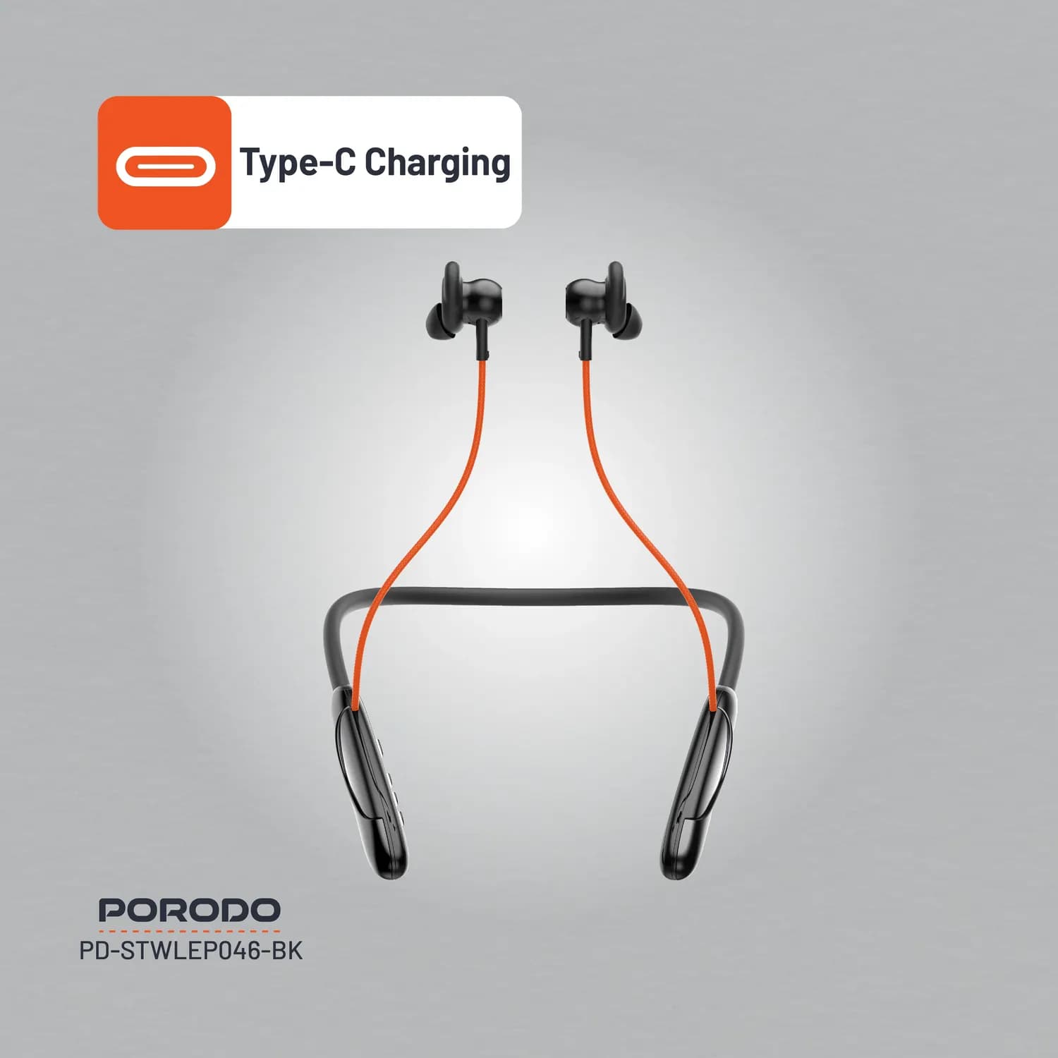 Porodo Neckband Earphones - ENC, Bluetooth 5.3, Black 5