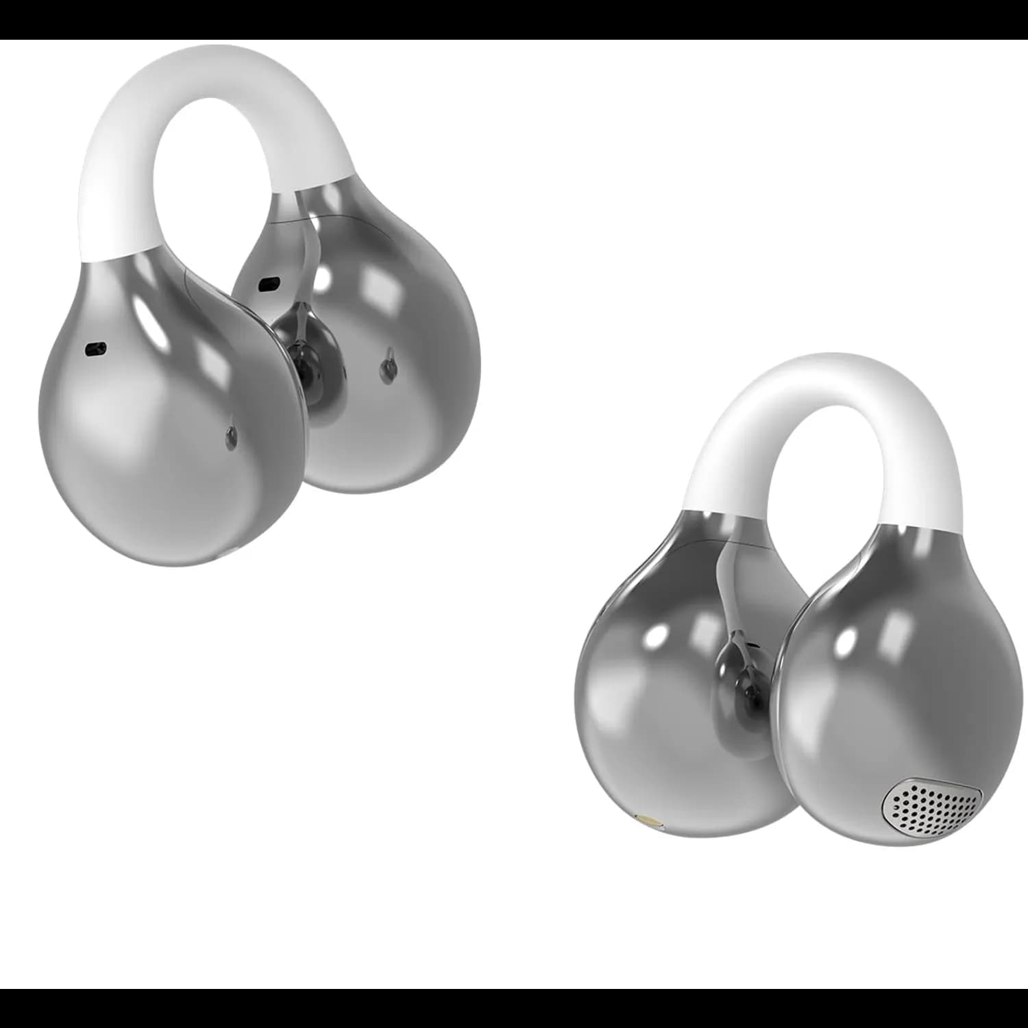 Porodo Wireless Open-Ear Earbuds Vogue - Touch Control, Silver — Silver 2