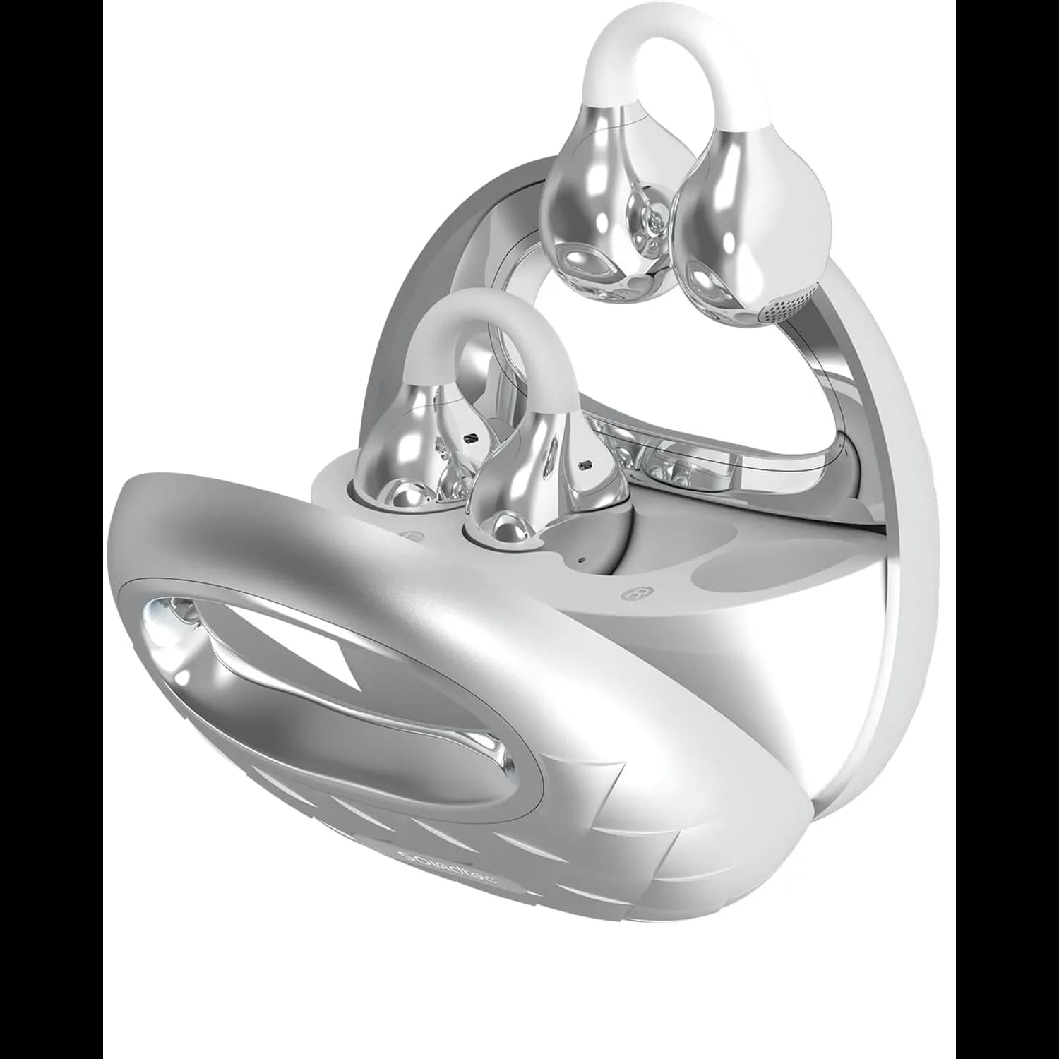 Porodo Wireless Open-Ear Earbuds Vogue - Touch Control, Silver — Silver 4