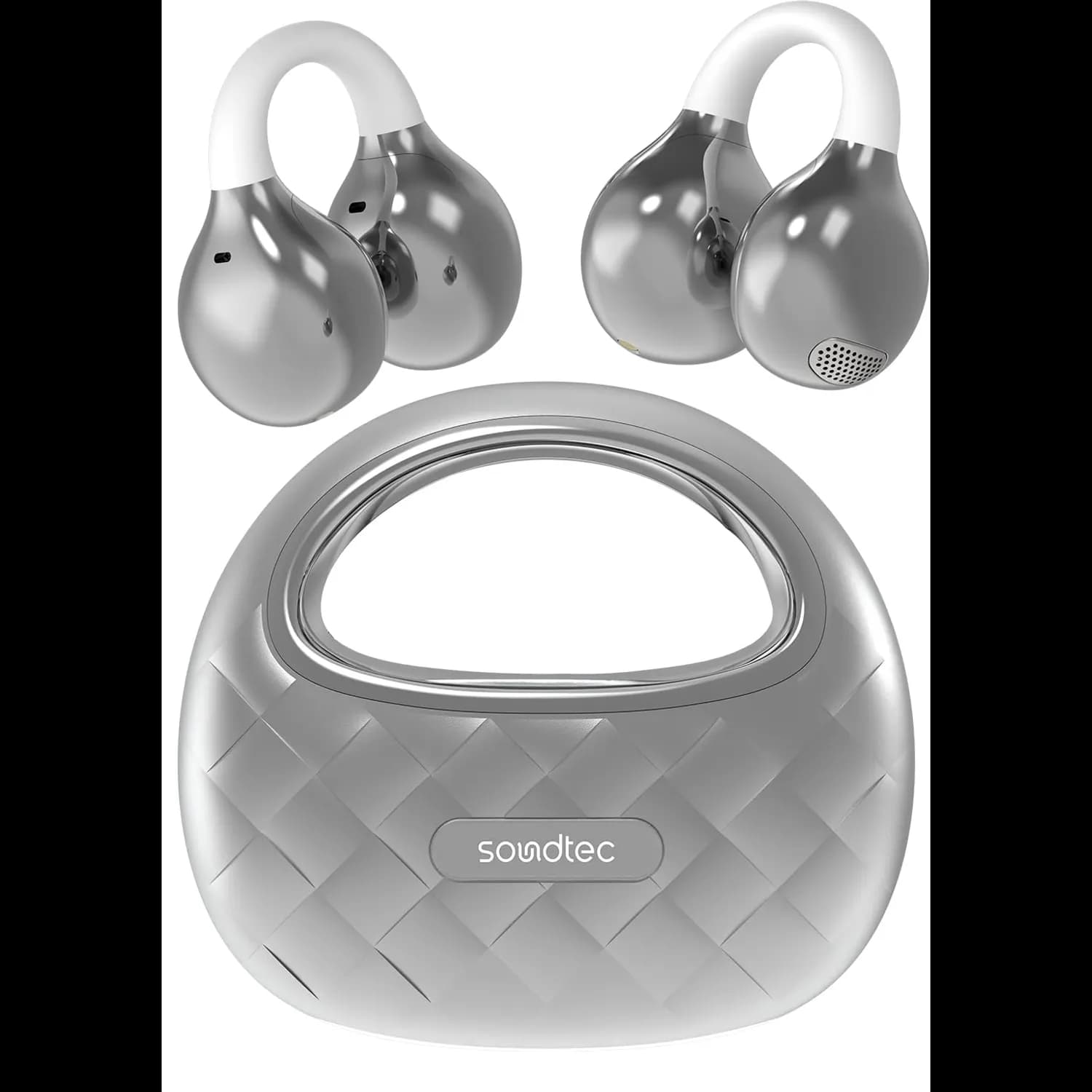 Porodo Wireless Open-Ear Earbuds Vogue - Touch Control, Silver — Silver 1 Porodo Wireless Open-Ear Earbuds Vogue - Touch Control, Silver — Silver 1