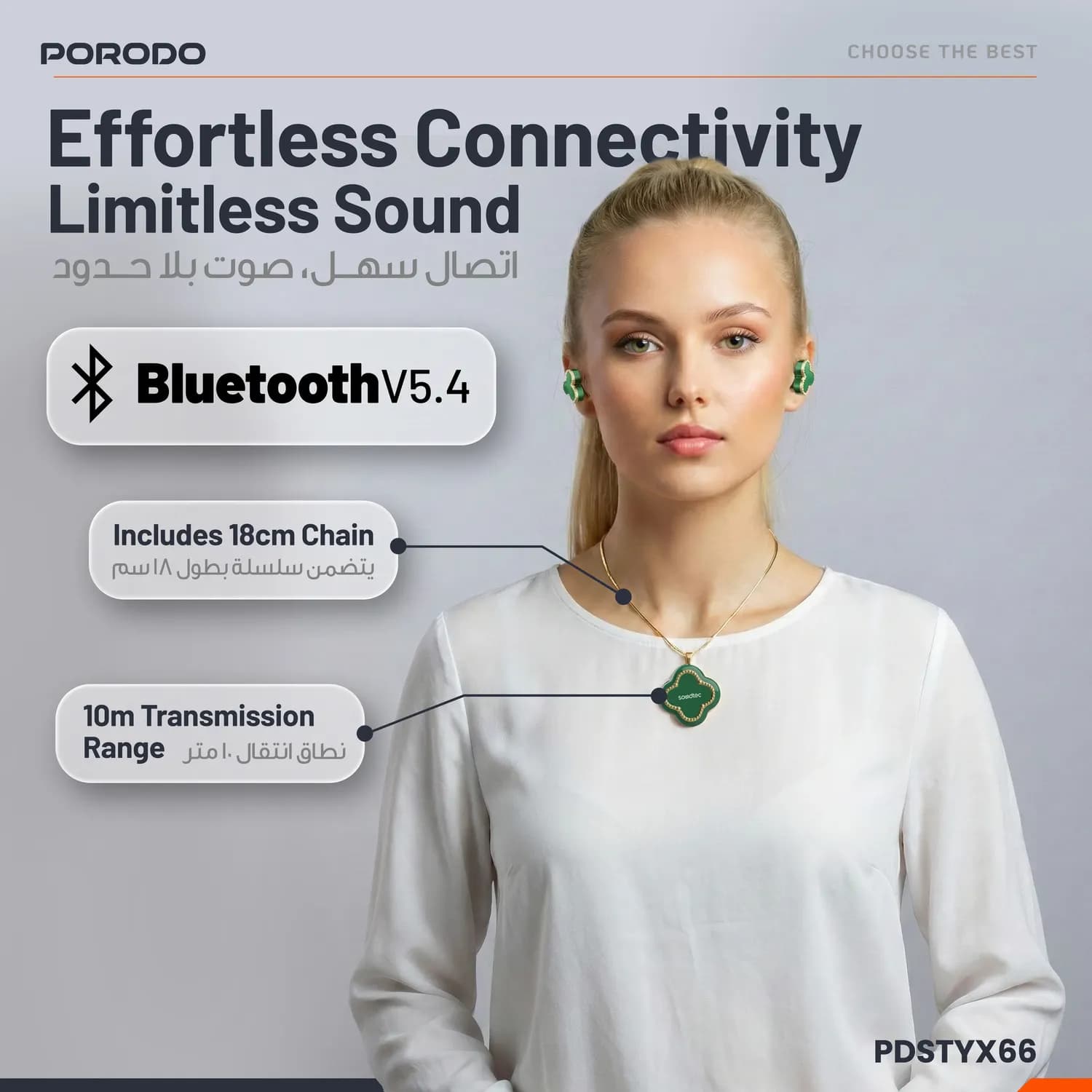 Porodo Earbuds Chic - ENC, Touch Control, Black 2