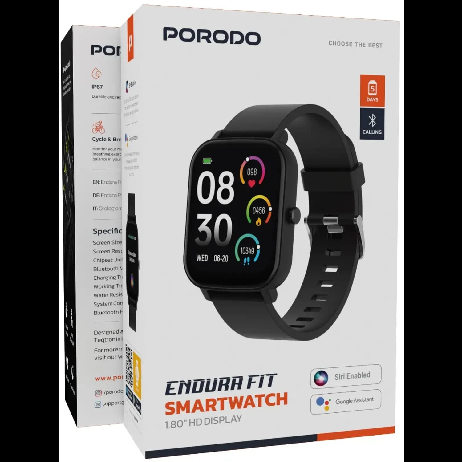 Porodo Smart Watch Endura Fit - Fitness Tracker, Multi-Color 4
