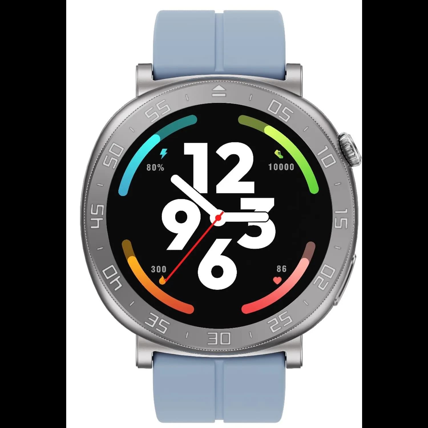 Porodo Smartwatch - 1.43" AMOLED, Aluminum Bezel, Blue Silicone Strap 2