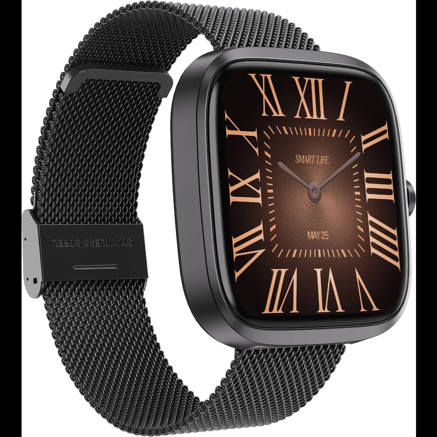 Porodo Smartwatch - 1.72” HD Display, Black Mesh 3