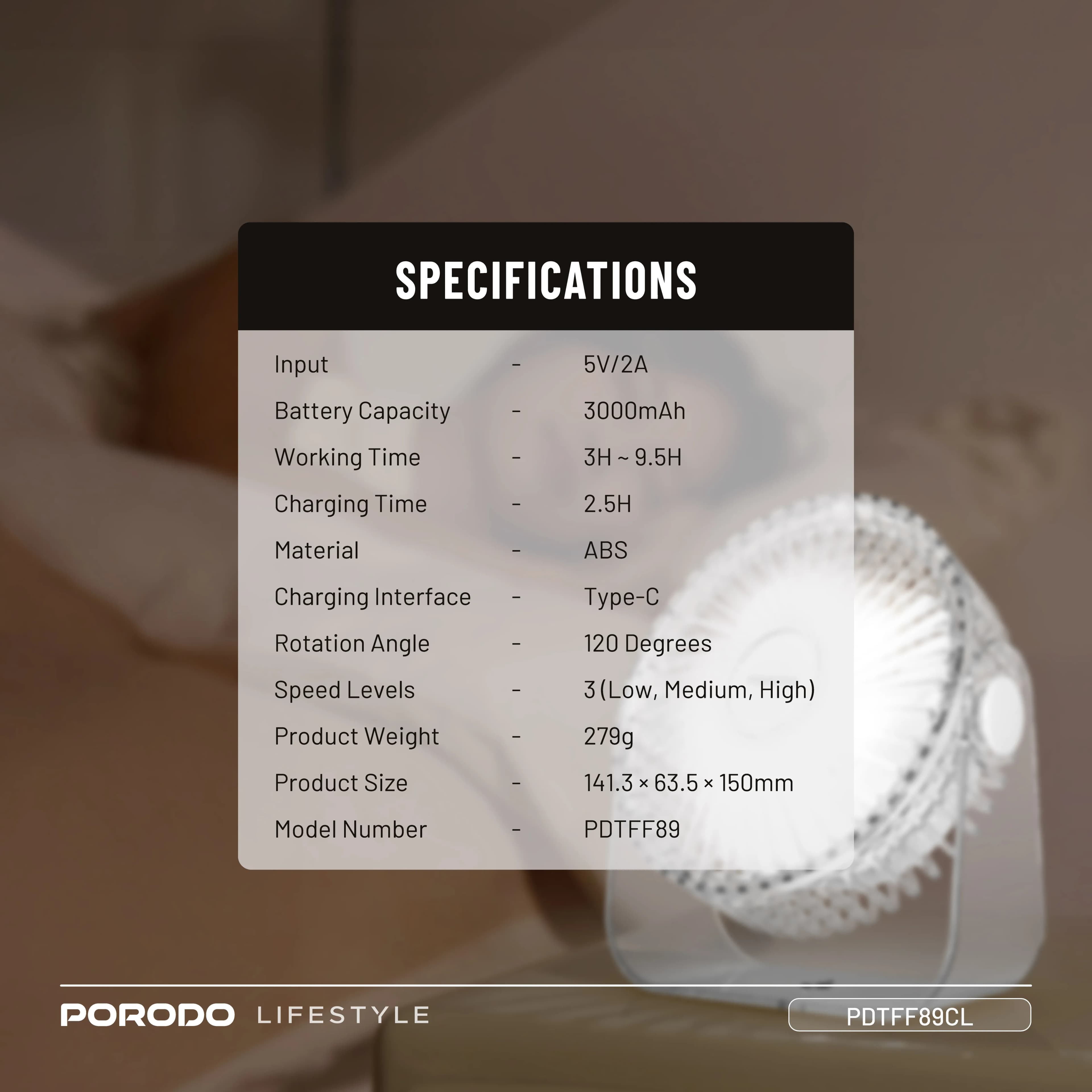 Porodo Lifestyle Portable Transparent Cooling Fan - Clear 1 Porodo Lifestyle Portable Transparent Cooling Fan - Clear 1