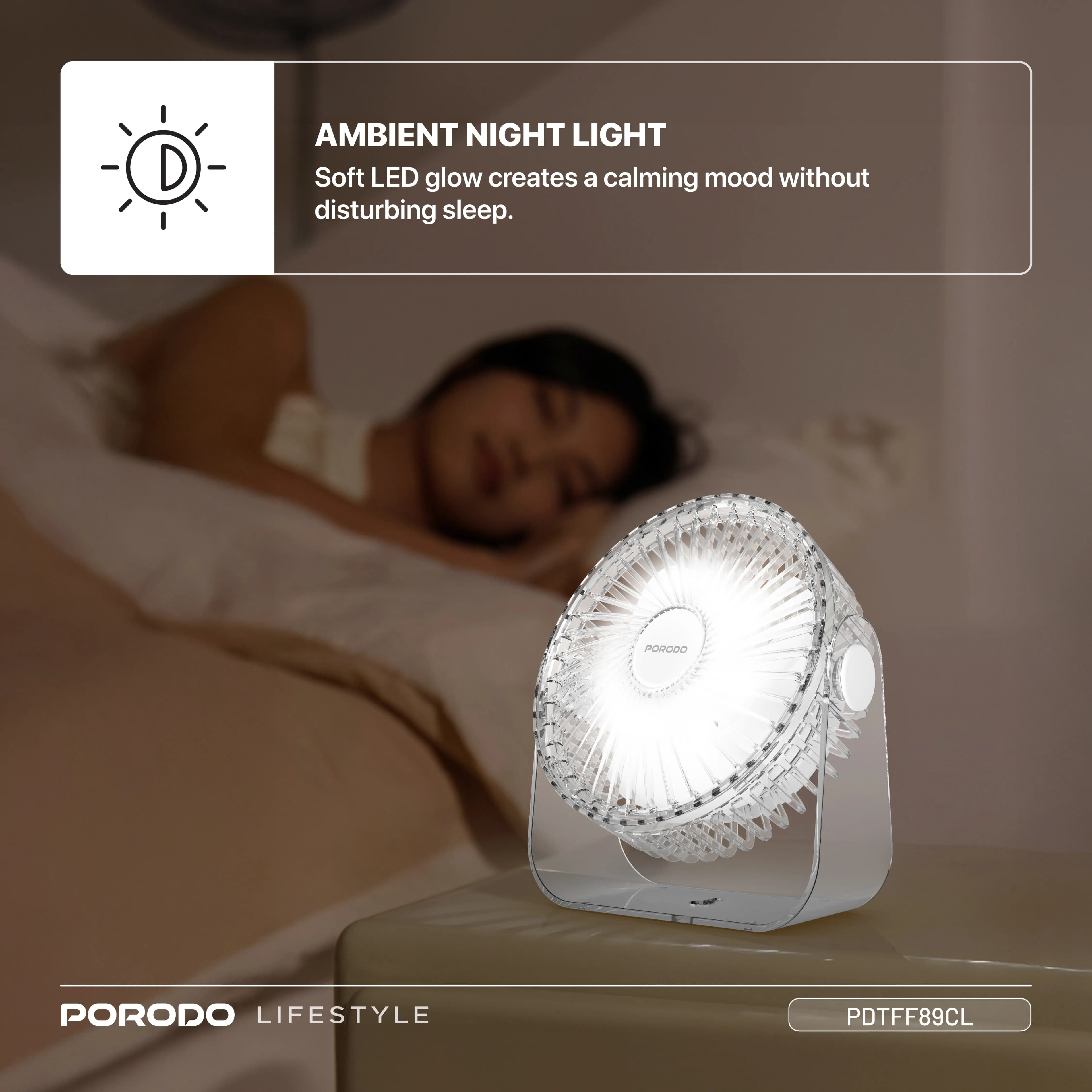 Porodo Lifestyle Portable Transparent Cooling Fan - Clear 3