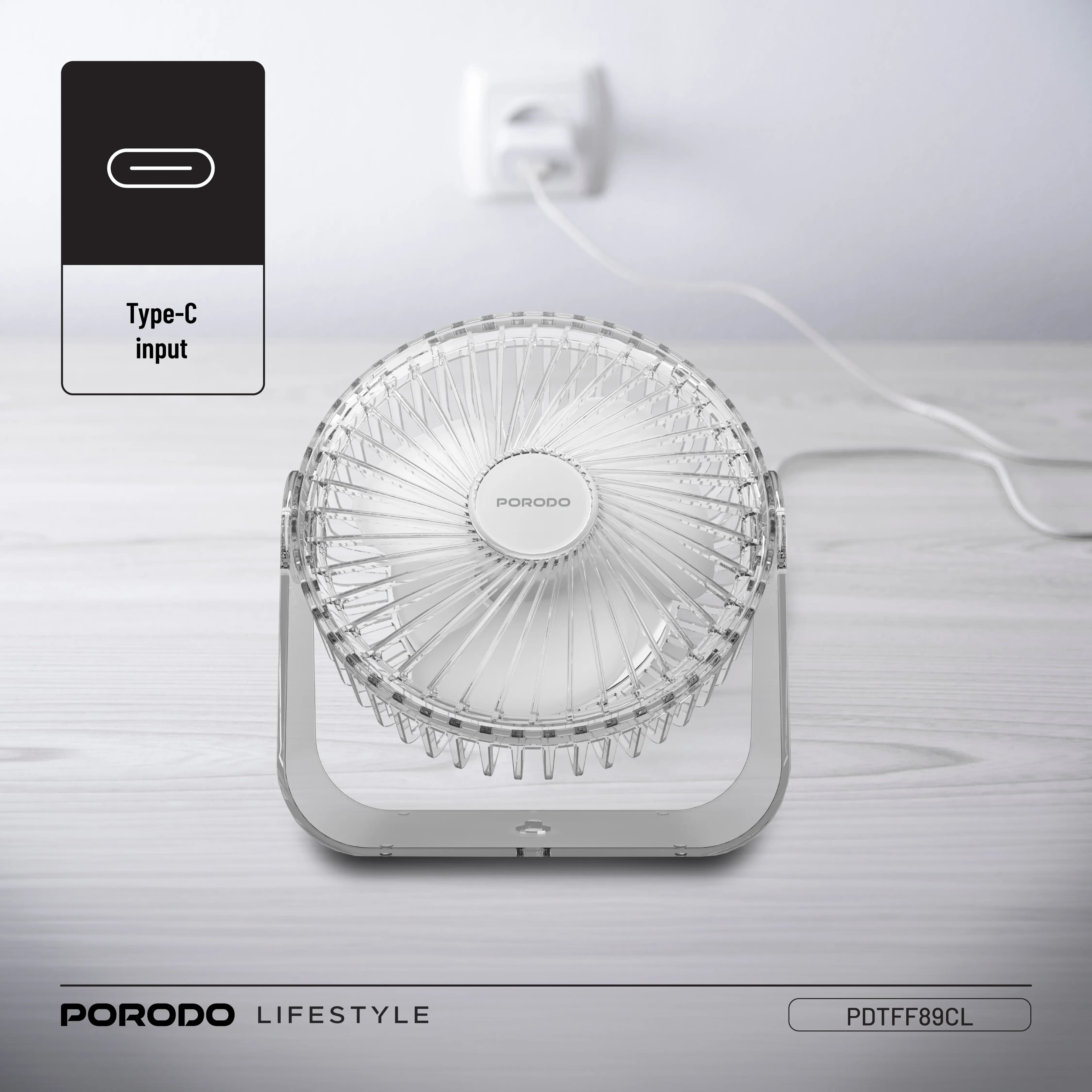 Porodo Lifestyle Portable Transparent Cooling Fan - Clear 4