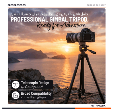 Porodo Gimbal Tripod - 171cm, Black 4