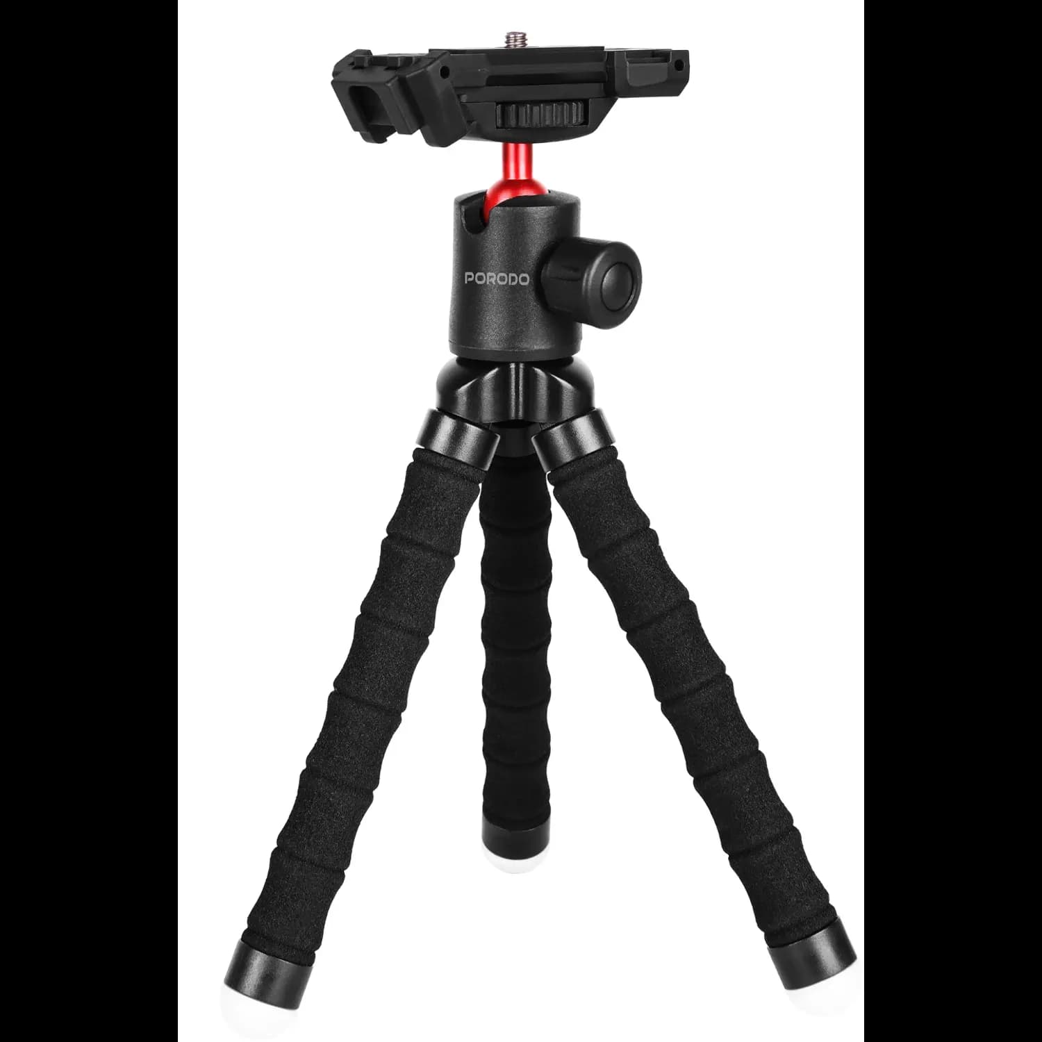Porodo Flexible Tripod - 33cm, 360° Panoramic Head, Black 4