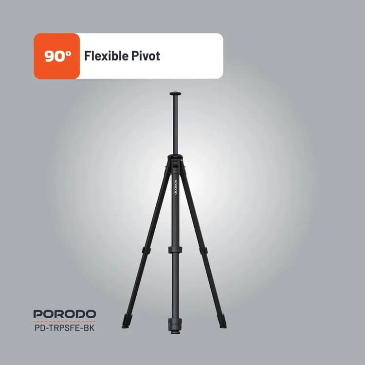 Porodo Tripod PD-TRPSFE-BK - Ultra-Light Aluminum, 20KG Load, Black 4