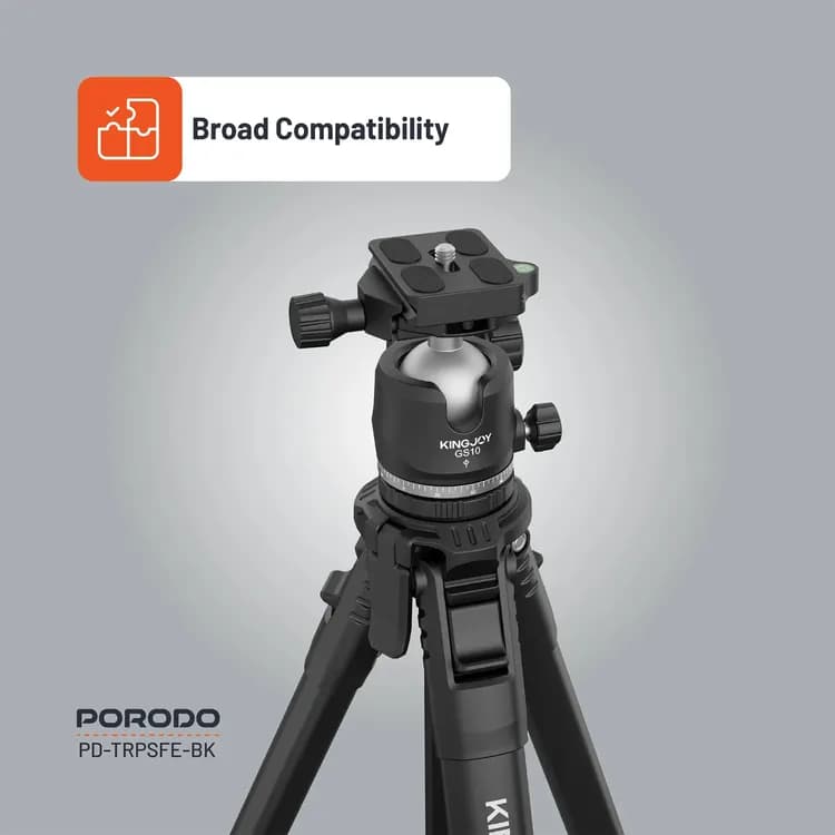 Porodo Tripod PD-TRPSFE-BK - Ultra-Light Aluminum, 20KG Load, Black 5