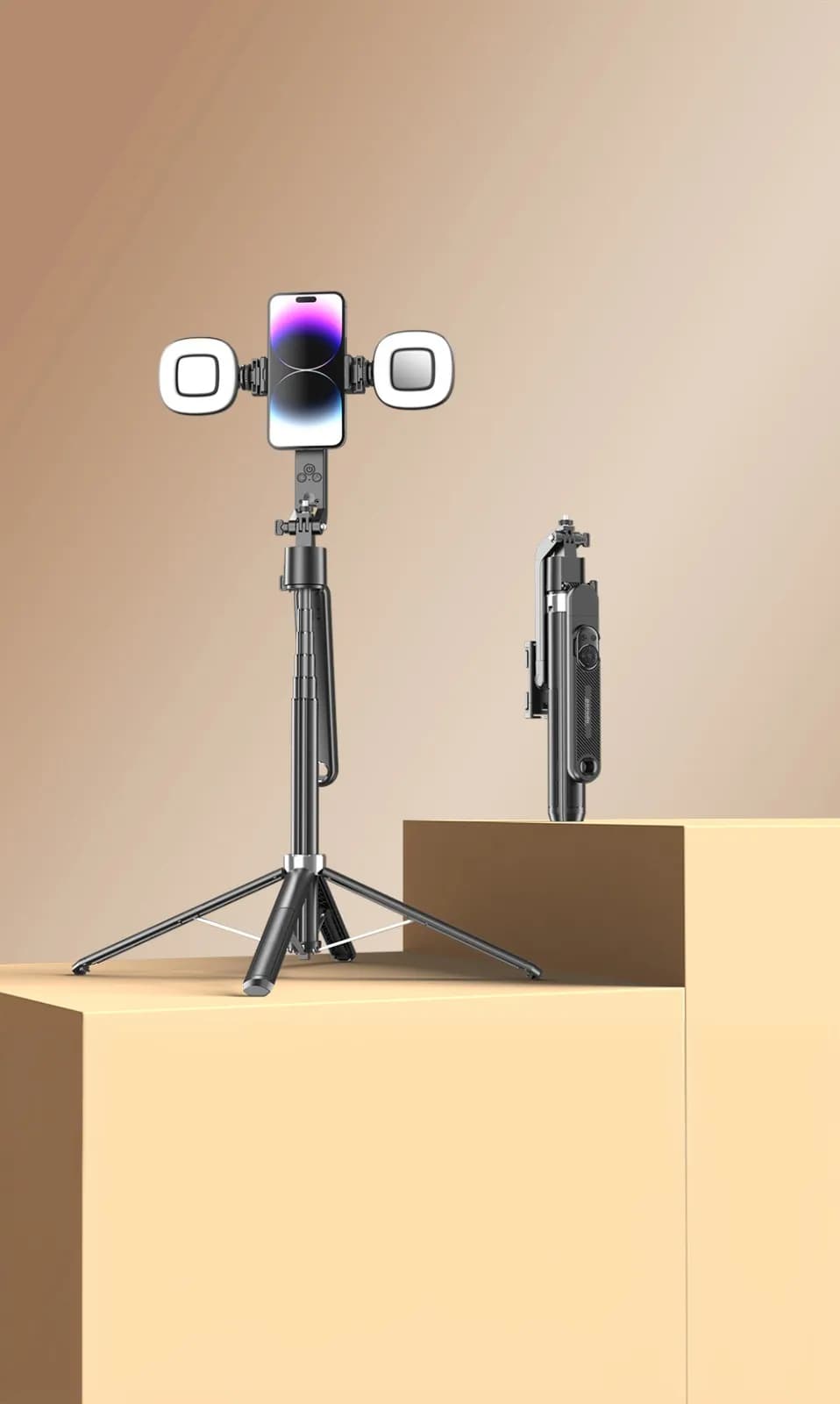 Porodo Selfie Stick Pro X with 360º AI Tracking - Black 4