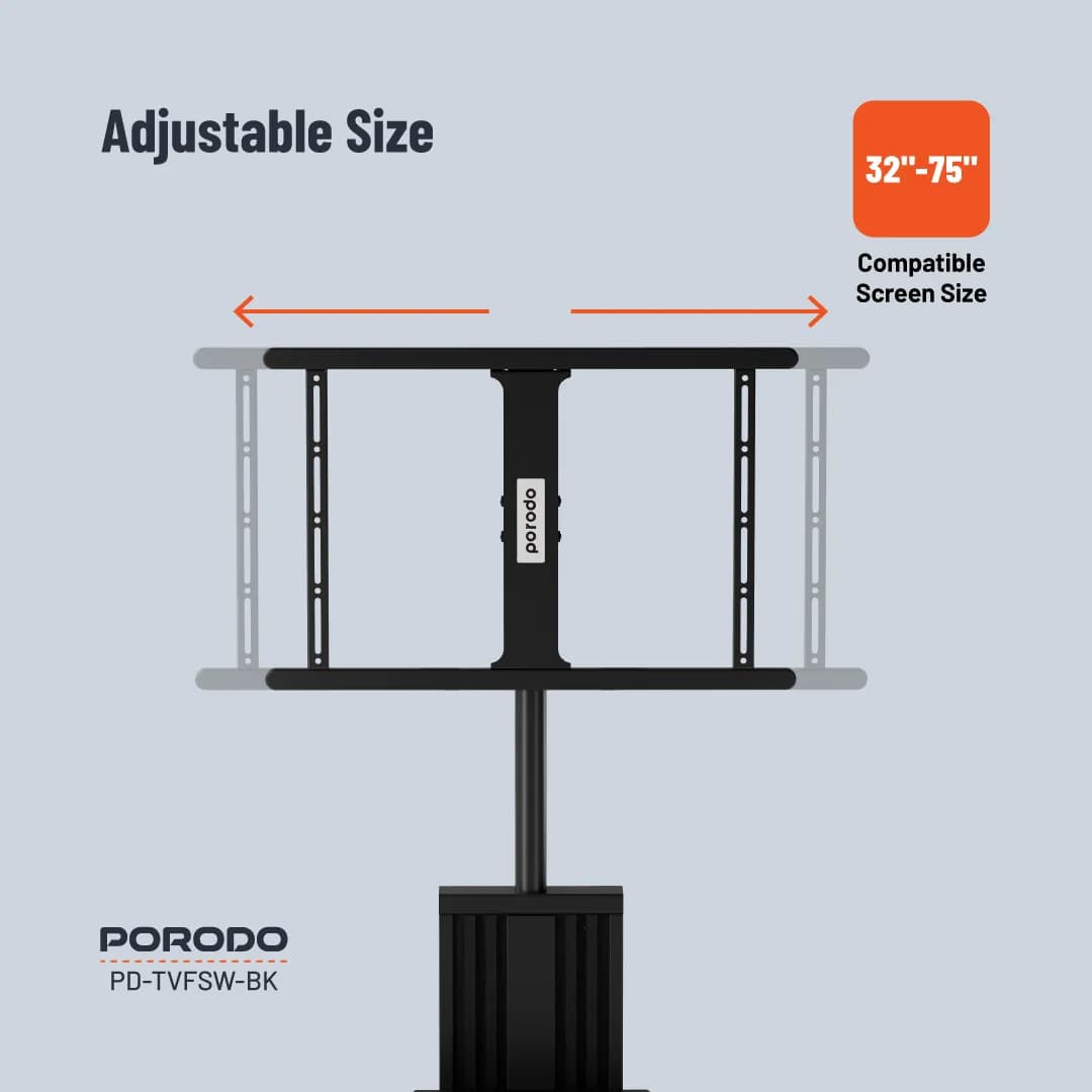 Porodo 32"-75" TV Floor Stand With Wheels 1 Porodo 32"-75" TV Floor Stand With Wheels 1