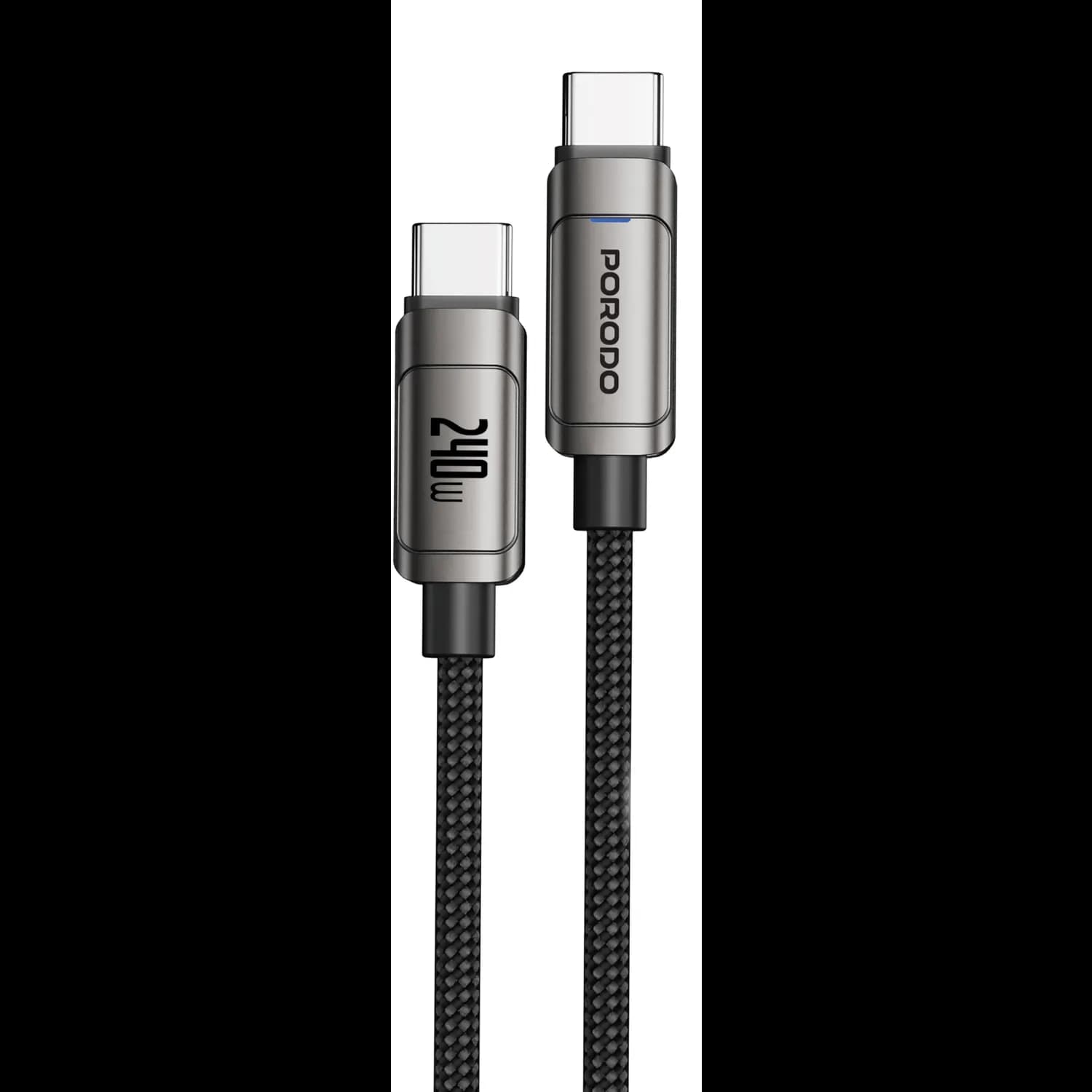Porodo USB C Cable - 240W PD, Braided, Black 1 Porodo USB C Cable - 240W PD, Braided, Black 1