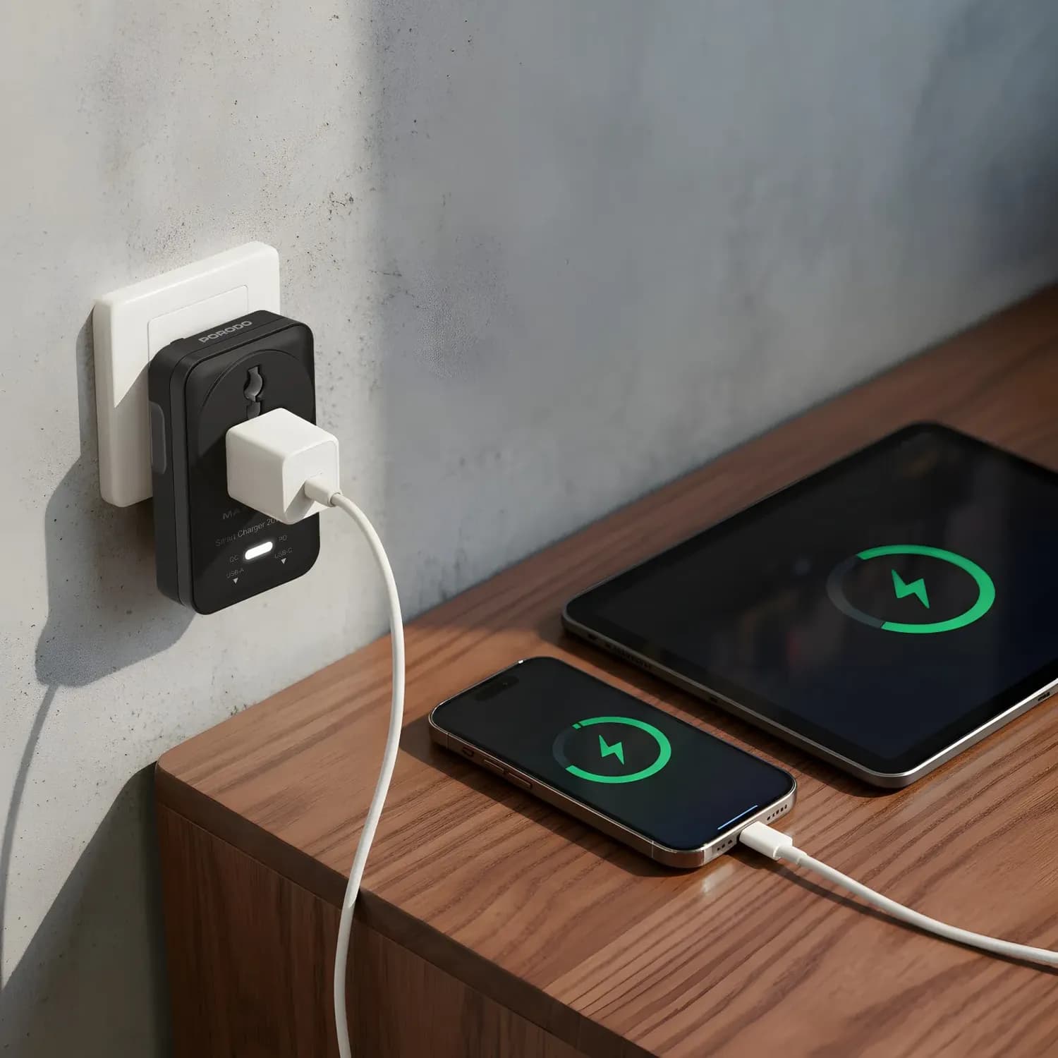 Porodo Wall Socket Velocitas - Universal AC, Black 3