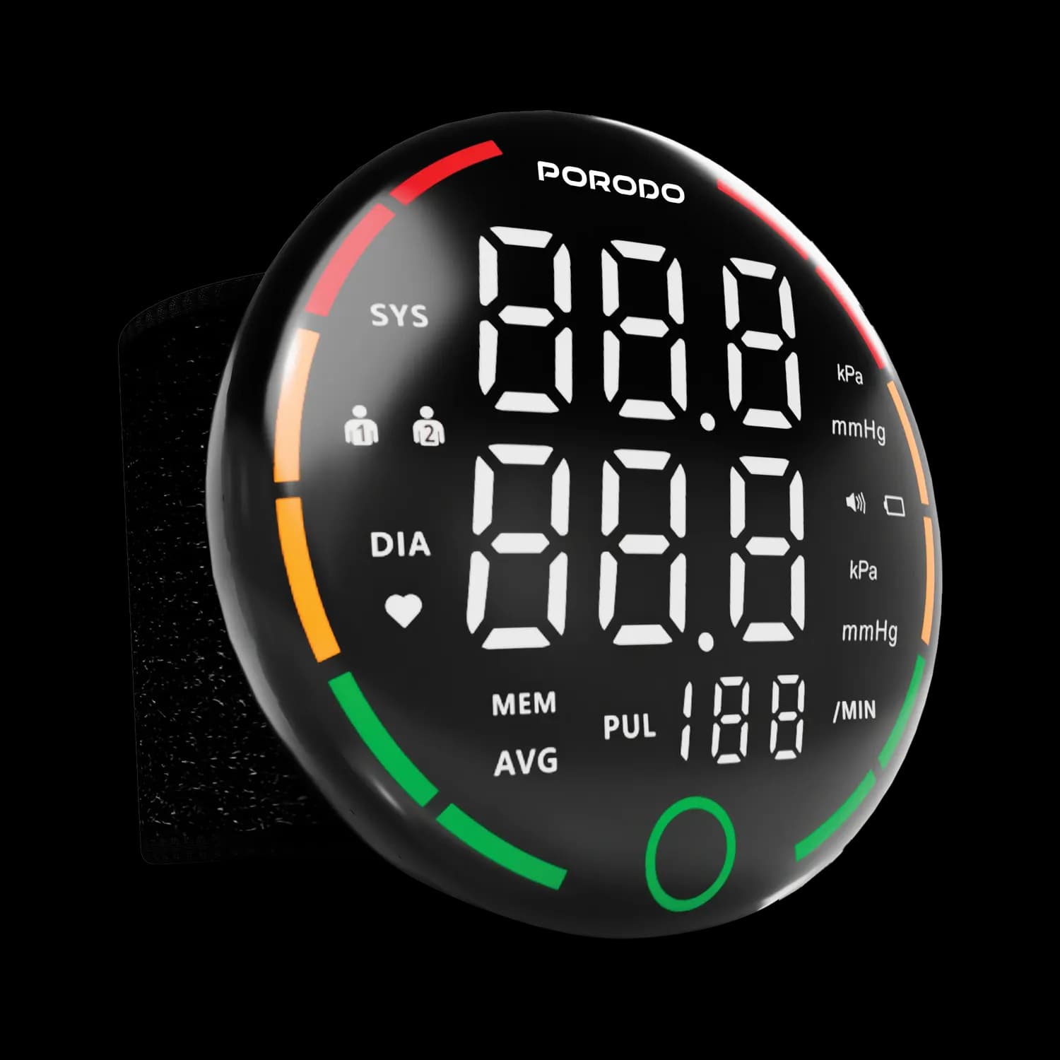 Porodo Blood Pressure Monitor - One-Key Measure, Black 2