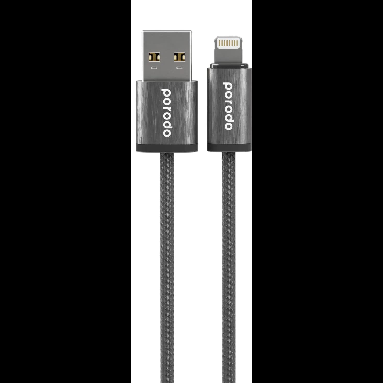 Porodo USB-A to Lightning Cable - 2.4A Fast Charge, Black — White 5
