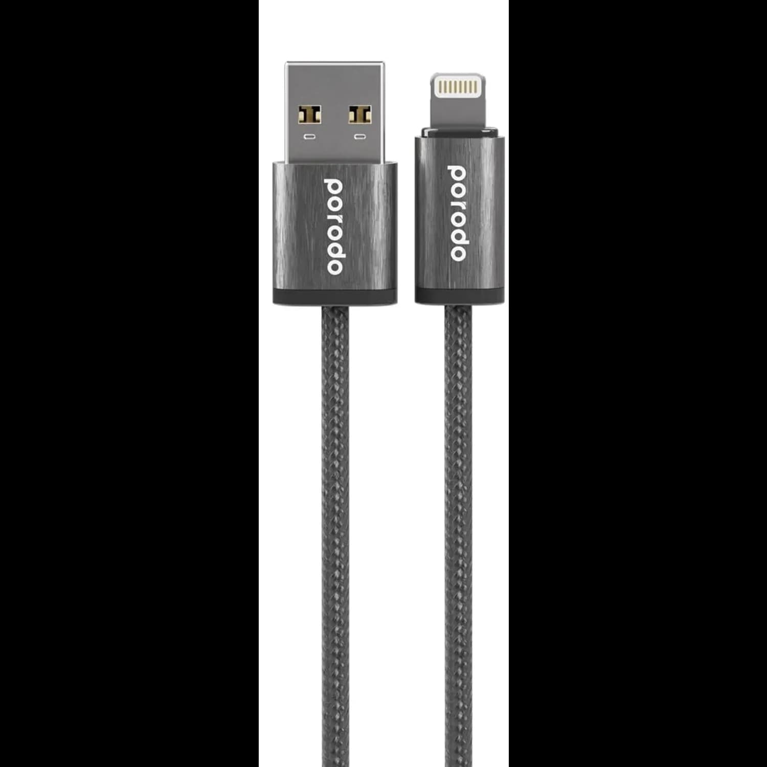 Porodo USB-A to Lightning Cable - 2.4A Fast Charge, Black — White 2