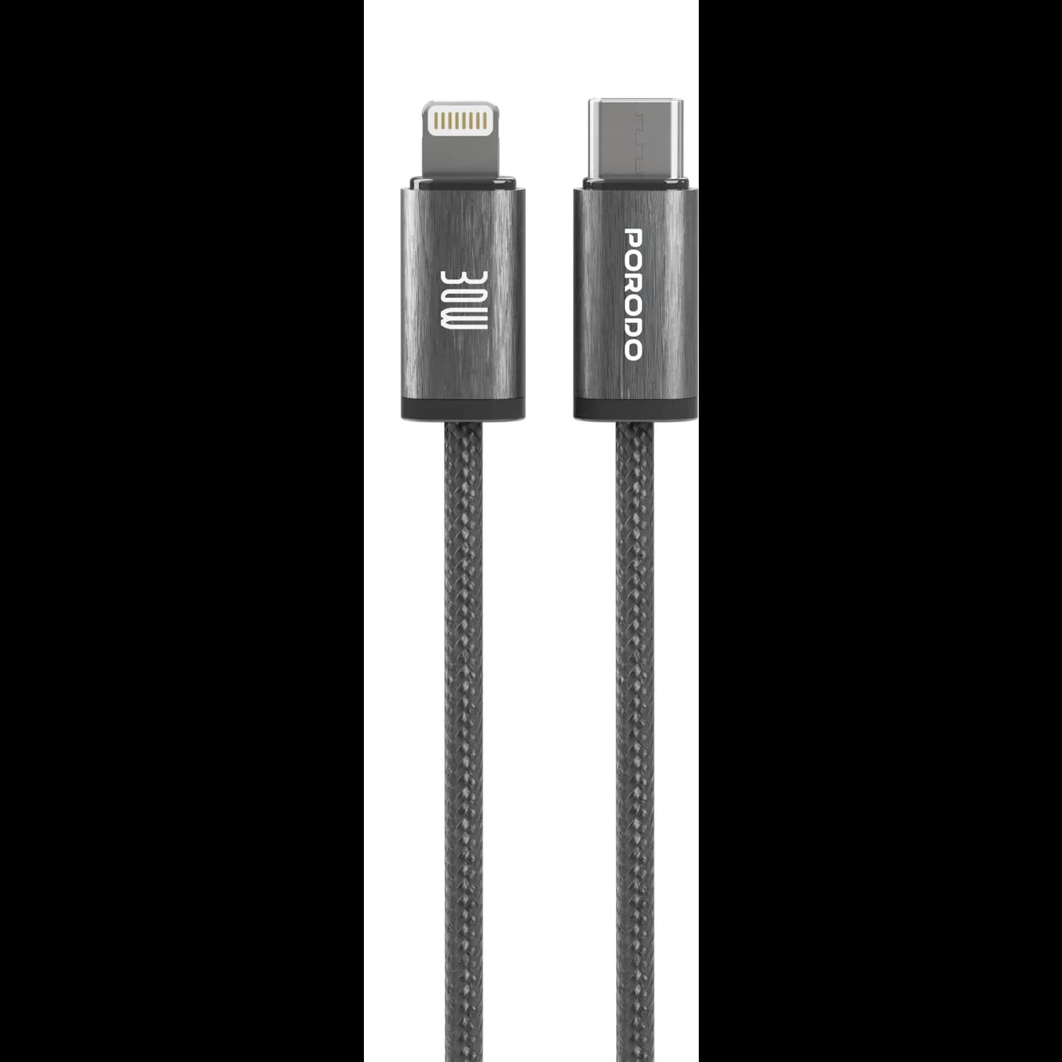 Porodo USB Cable - Lightning to USB-C 30W Fast Charge, Black 1 Porodo USB Cable - Lightning to USB-C 30W Fast Charge, Black 1