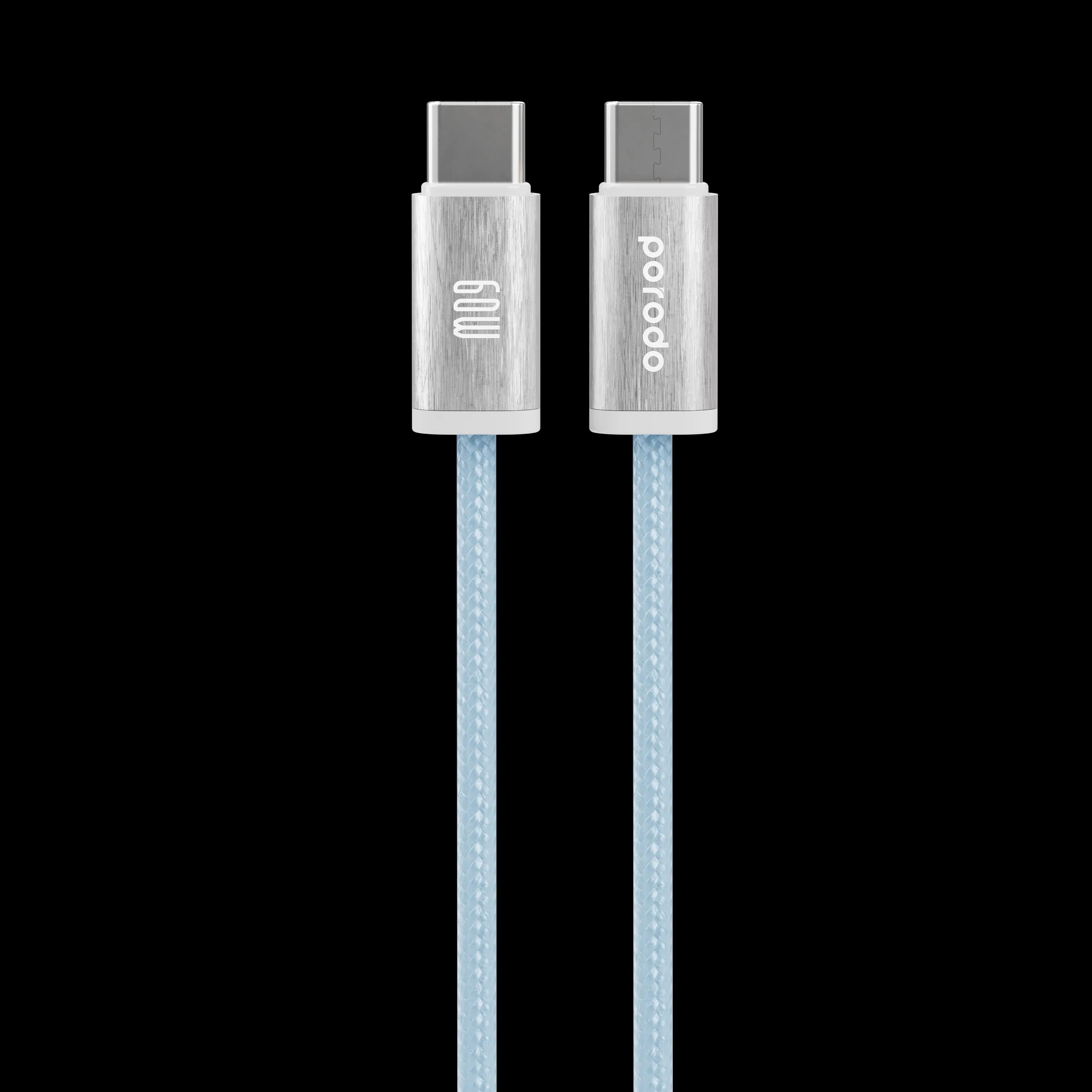 Porodo Woven 60W Type-C to Type-C Cable 1.2M - Blue 2