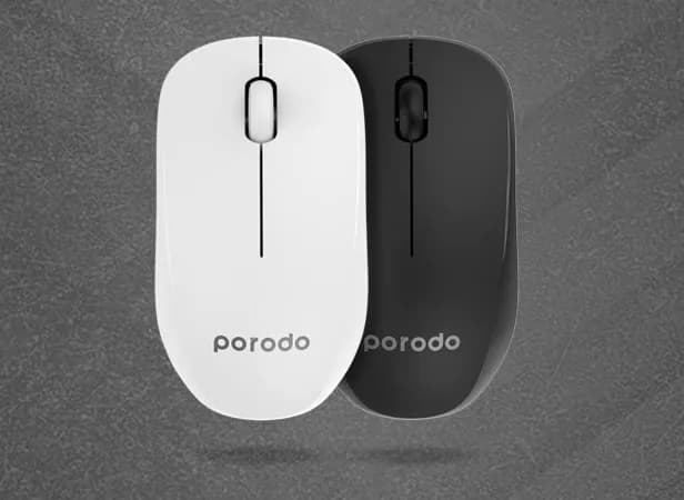 Porodo 2.4G Wireless and Bluetooth Rechargeable Mouse DPI 1200 - White 4