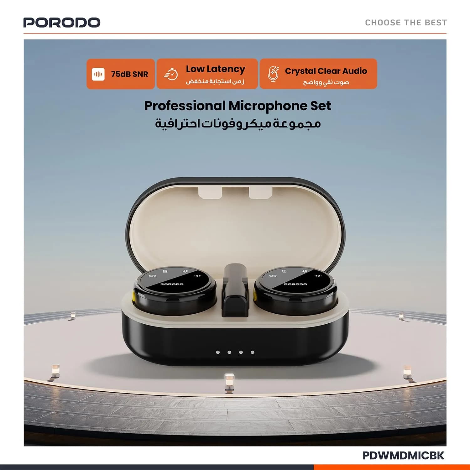 Porodo Wireless Lavalier Microphone Set PD-WMDMIC-BK - 2 Mics, Type-C Receiver, Black 5