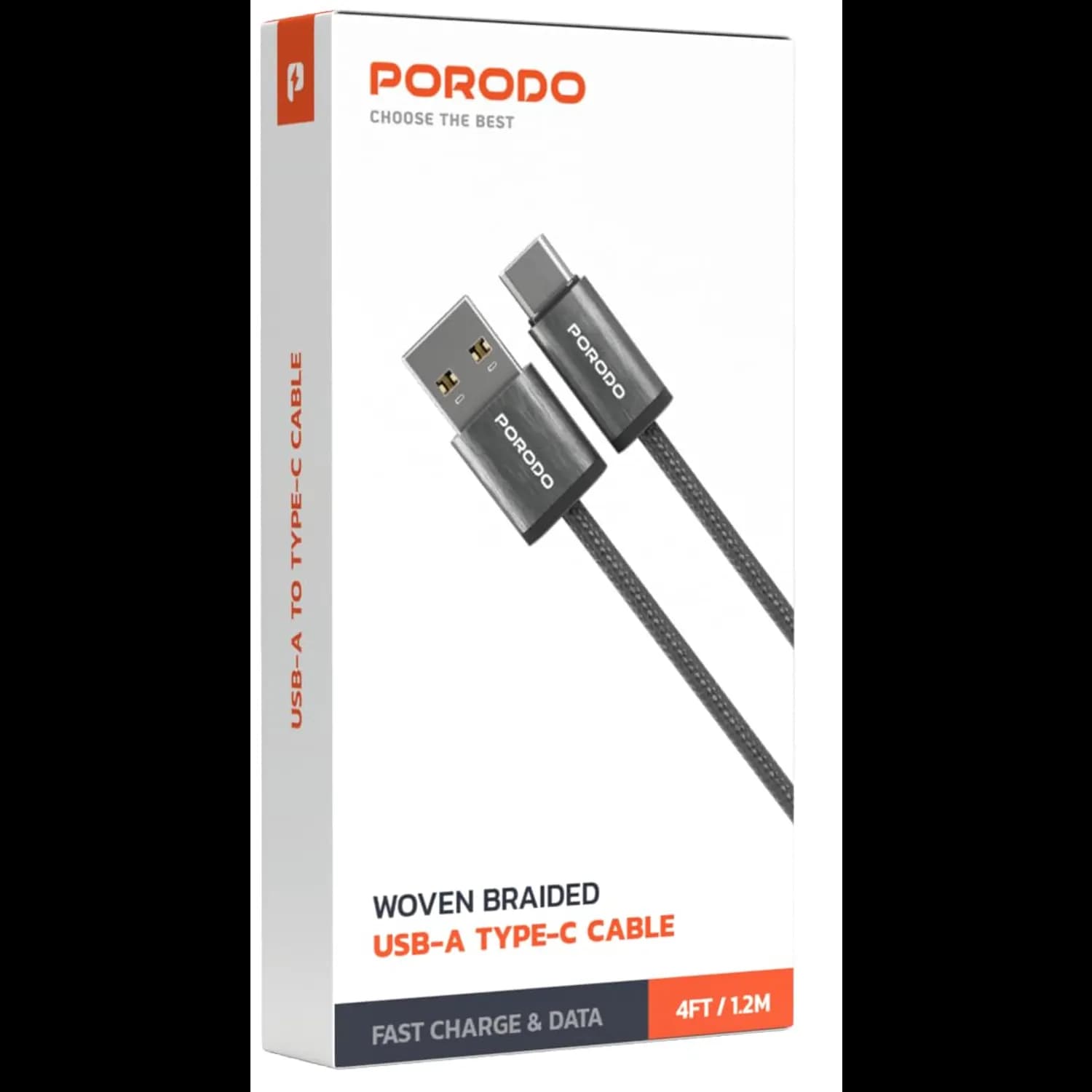 Porodo USB-A to Type-C Cable - 3A Fast Charge, Black 2